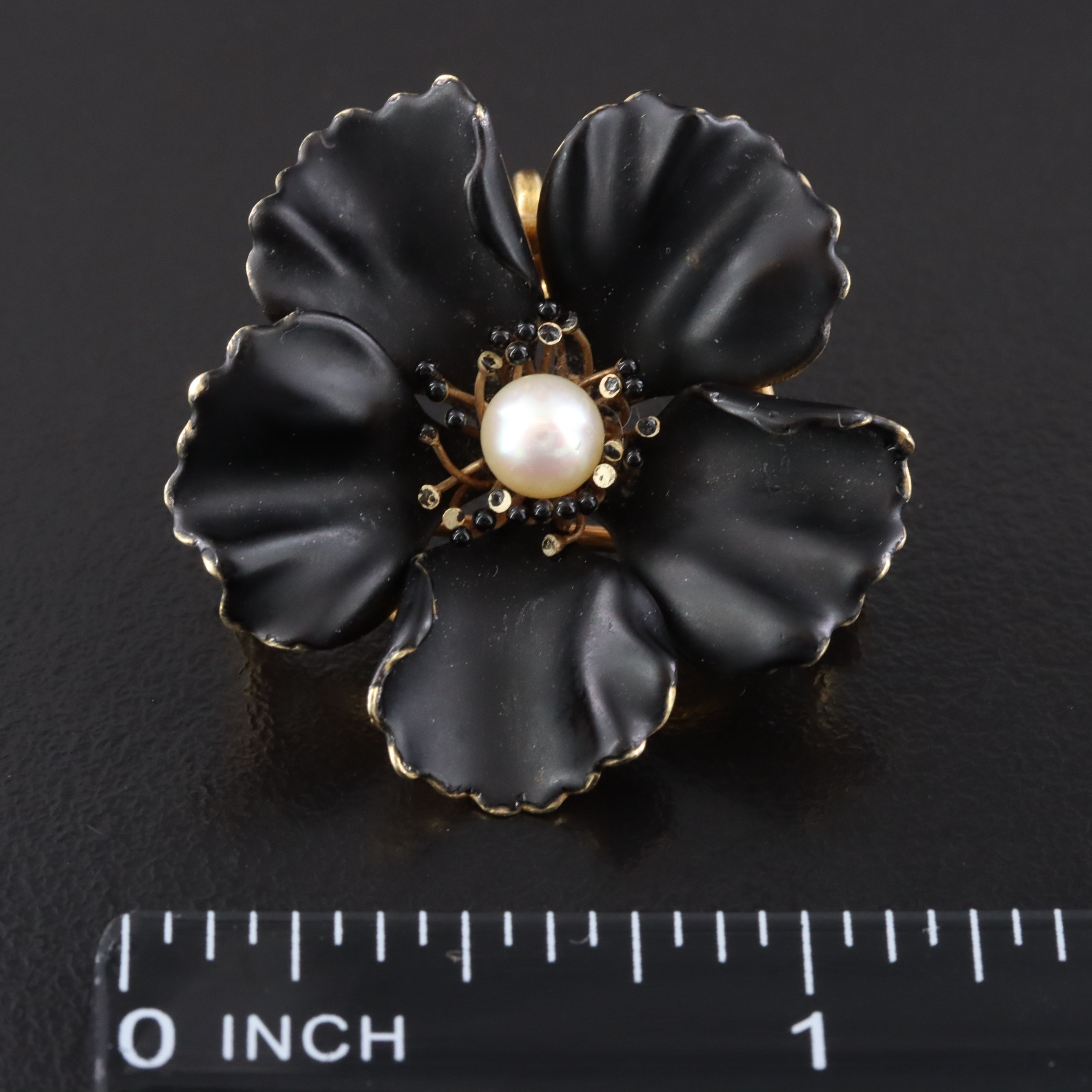 A.J. Hedges & Co 14K Pearl, Glass and Enamel Converter Brooch, Early 1900s