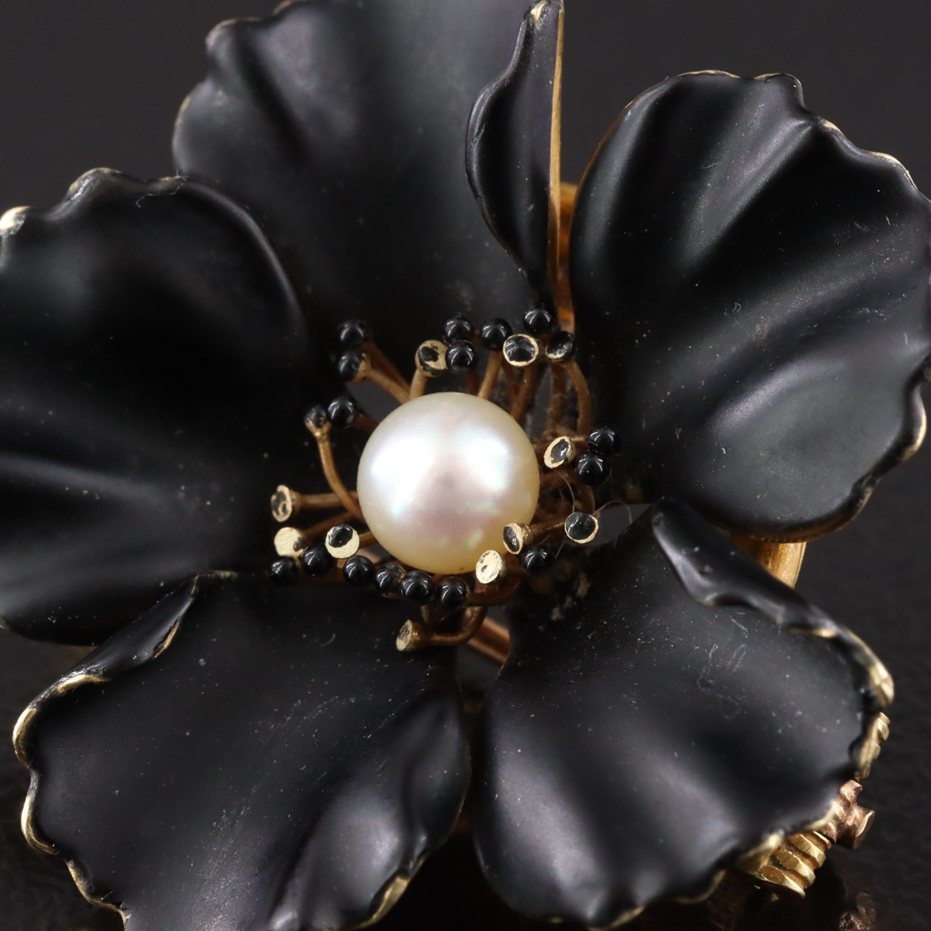 A.J. Hedges & Co 14K Pearl, Glass and Enamel Converter Brooch, Early 1900s