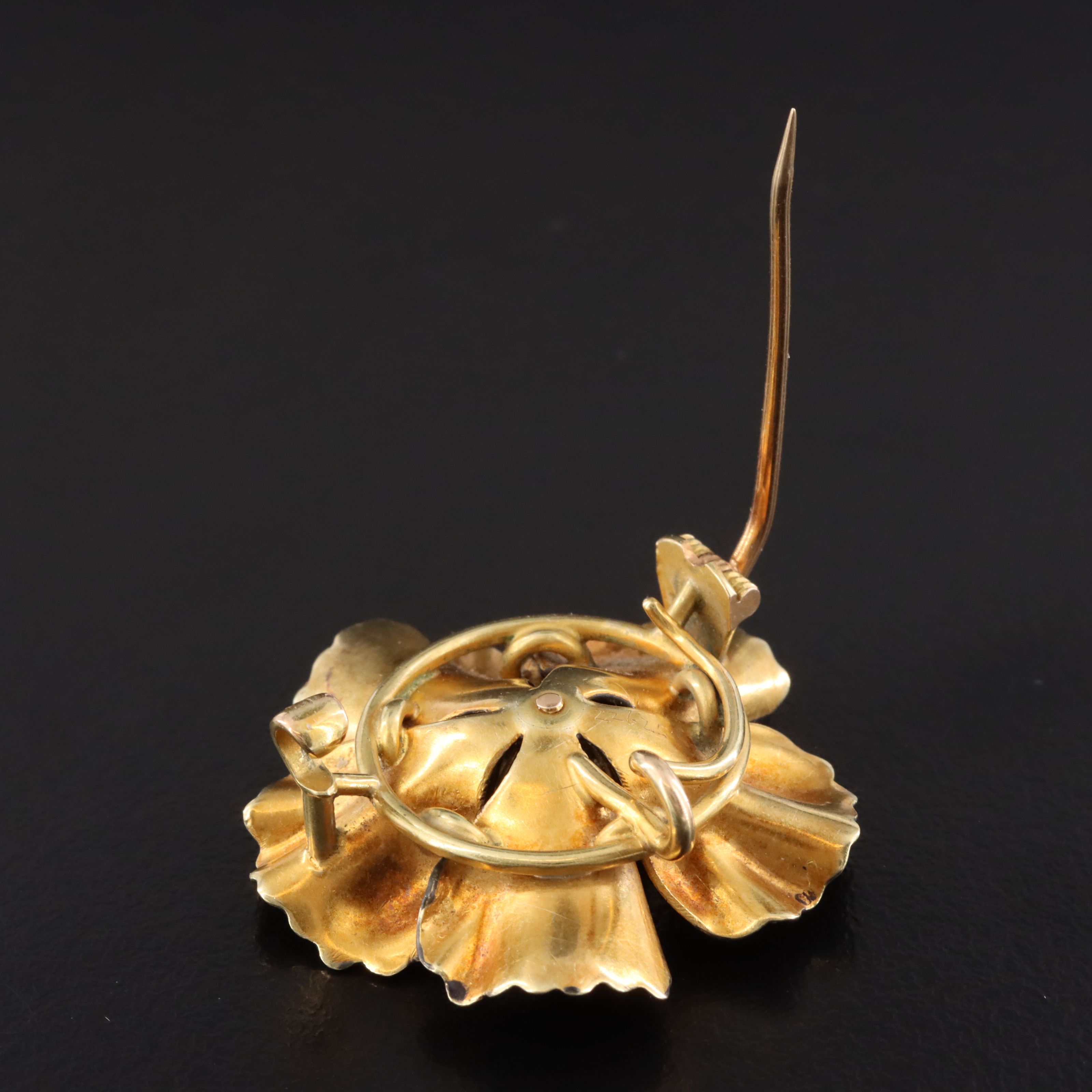 A.J. Hedges & Co 14K Pearl, Glass and Enamel Converter Brooch, Early 1900s