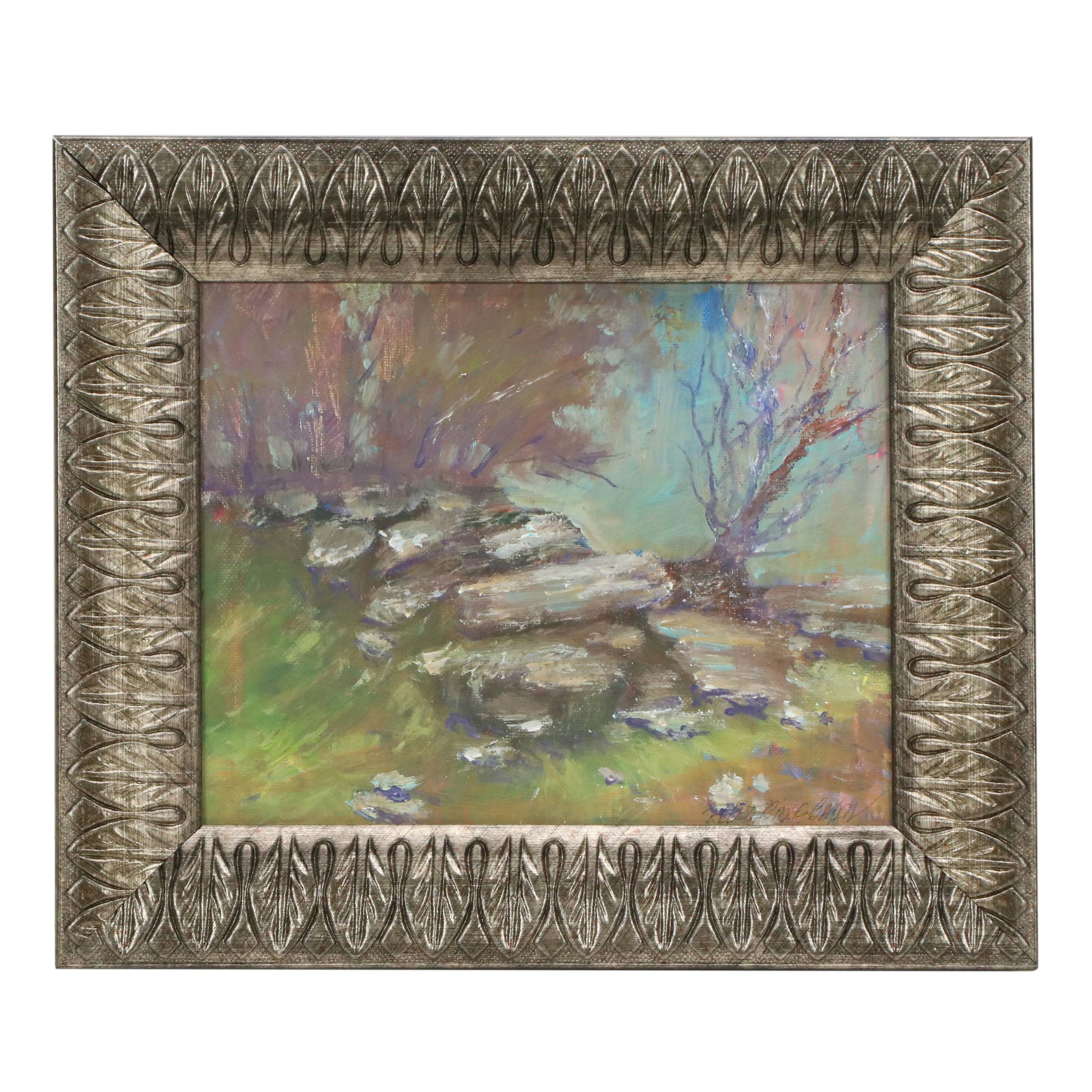 Robert Riddle Baker Acrylic Painting "Top of the Rocky Hill," 2025