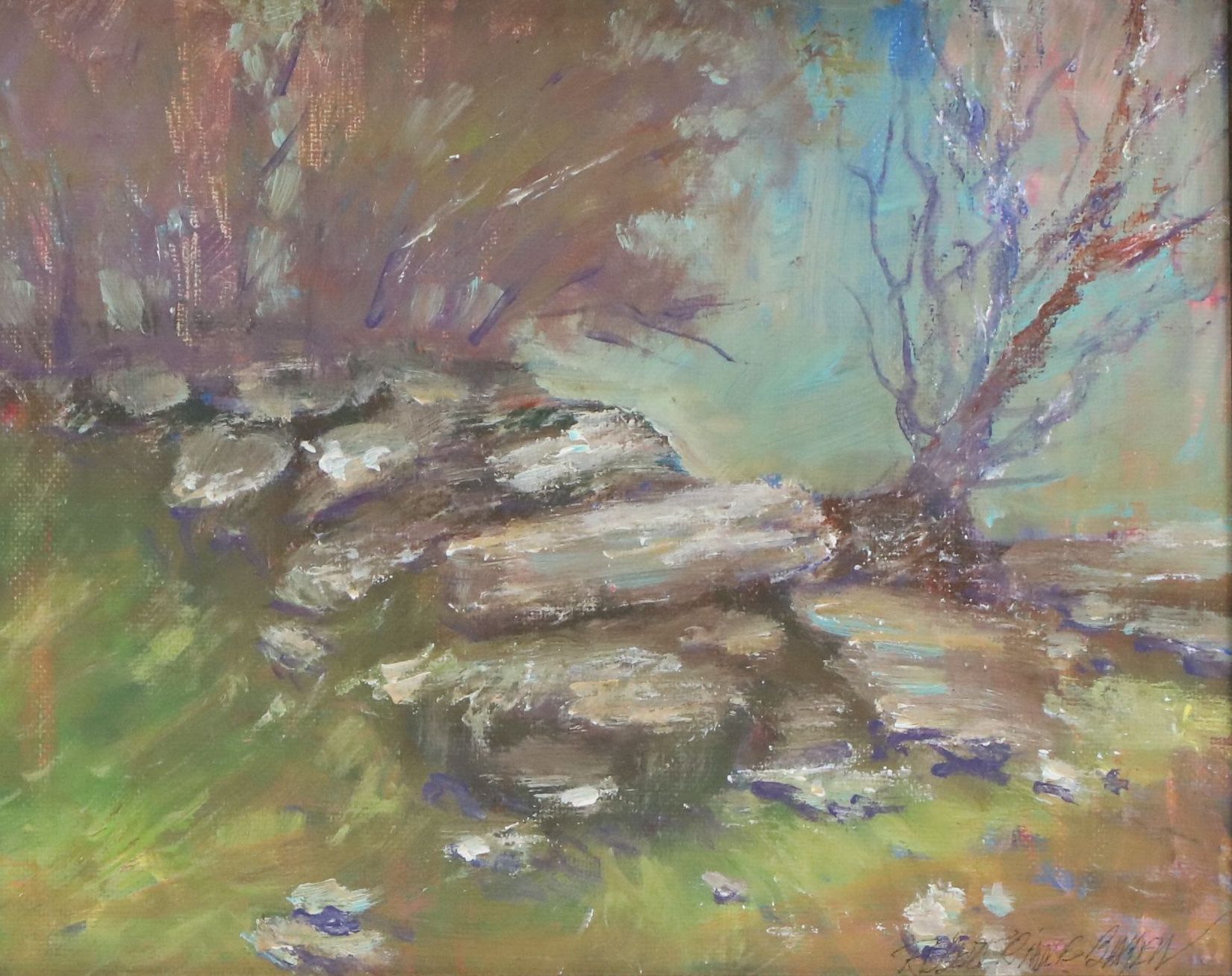 Robert Riddle Baker Acrylic Painting "Top of the Rocky Hill," 2025