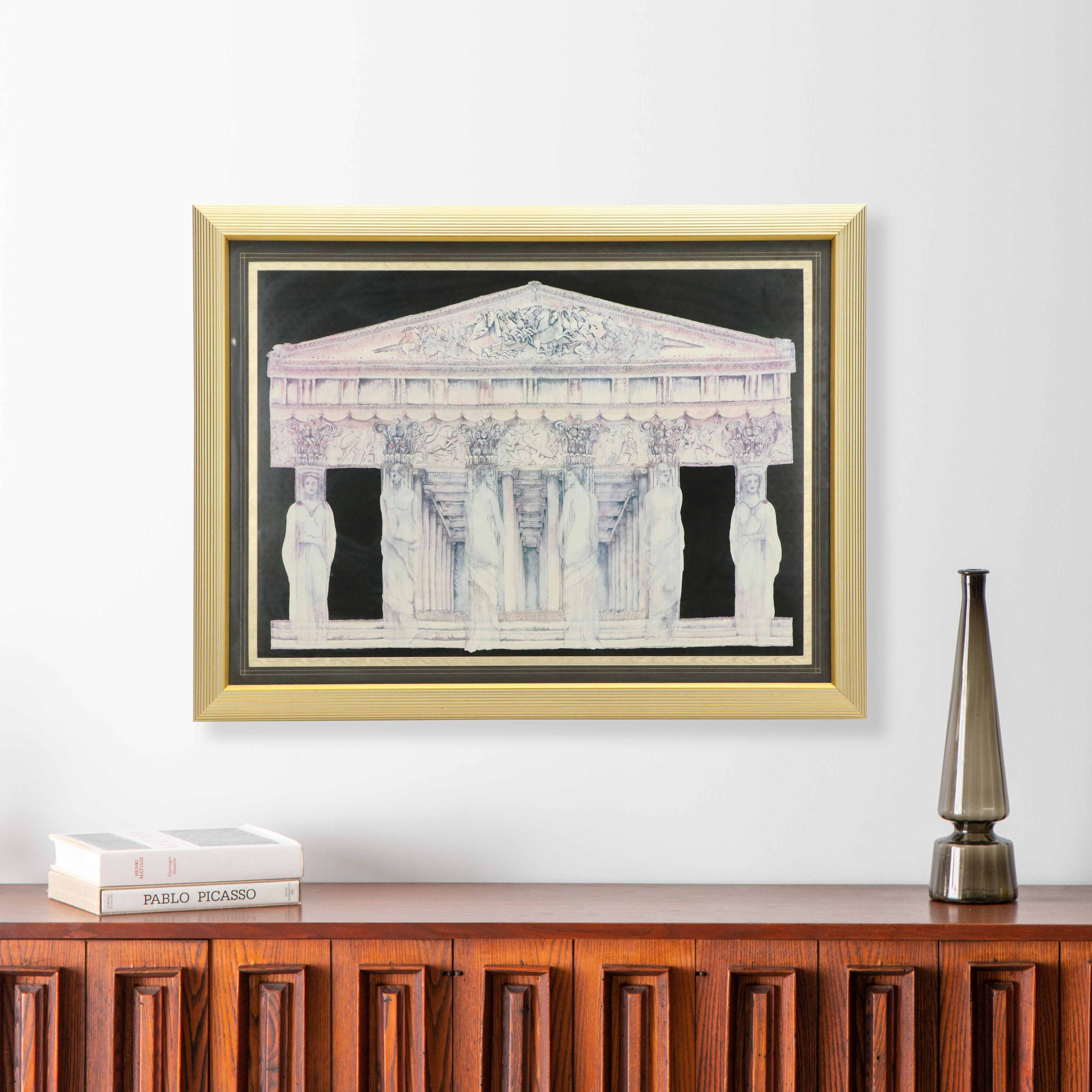 Jacqueline Treloar Offset Lithograph of Ancient Mediterranean Temple, 1989
