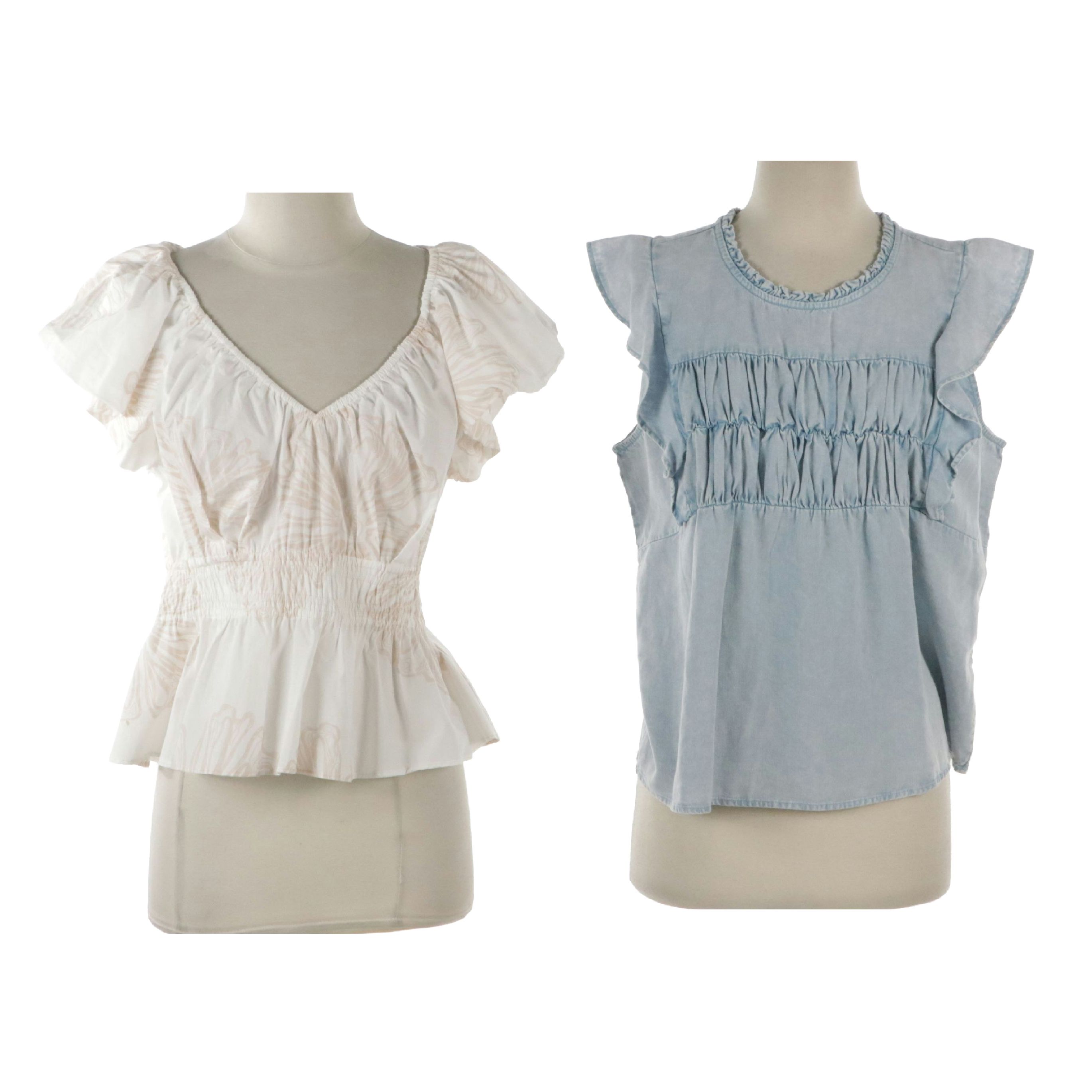 Marie Oliver "Athena" and Rails "Filomena" Short Sleeve Blouses, New With Tags