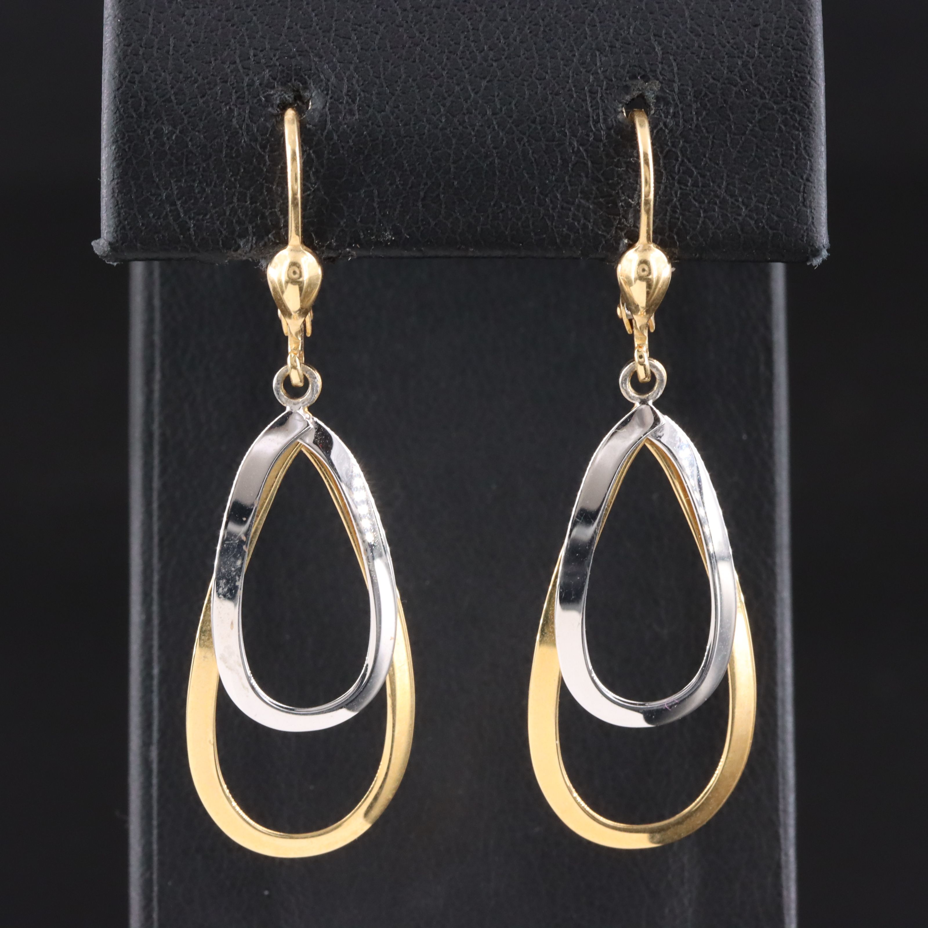 18K Two-Tone Double Teardrop Earrings