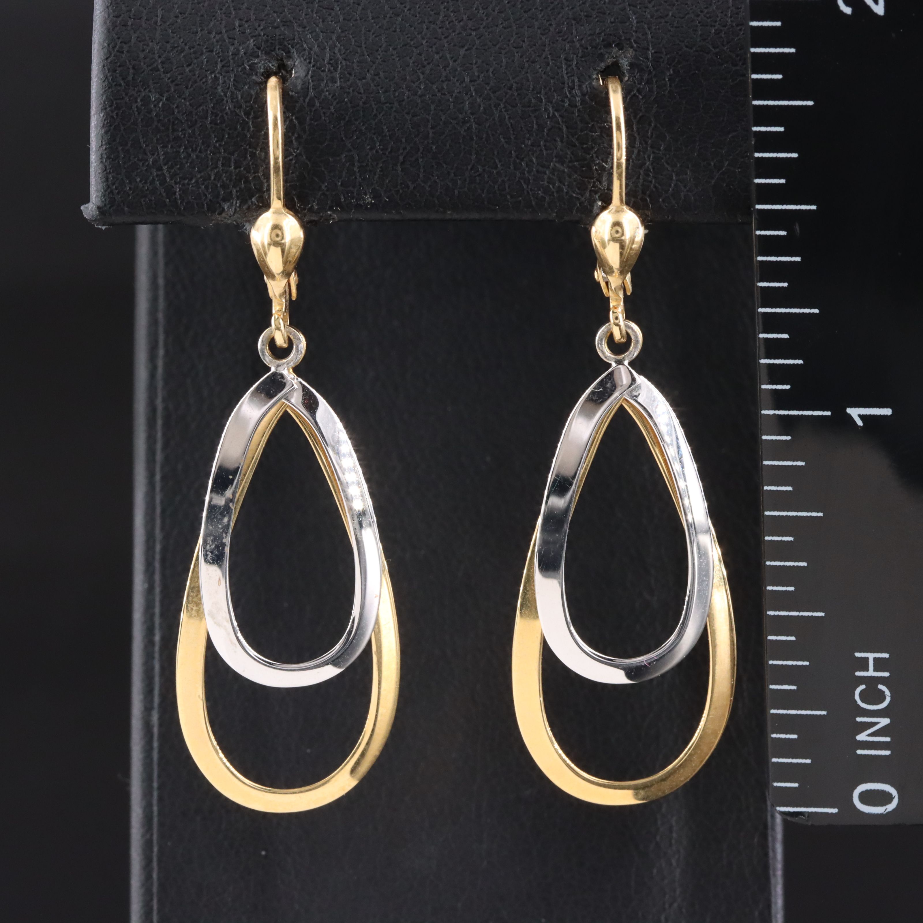 18K Two-Tone Double Teardrop Earrings