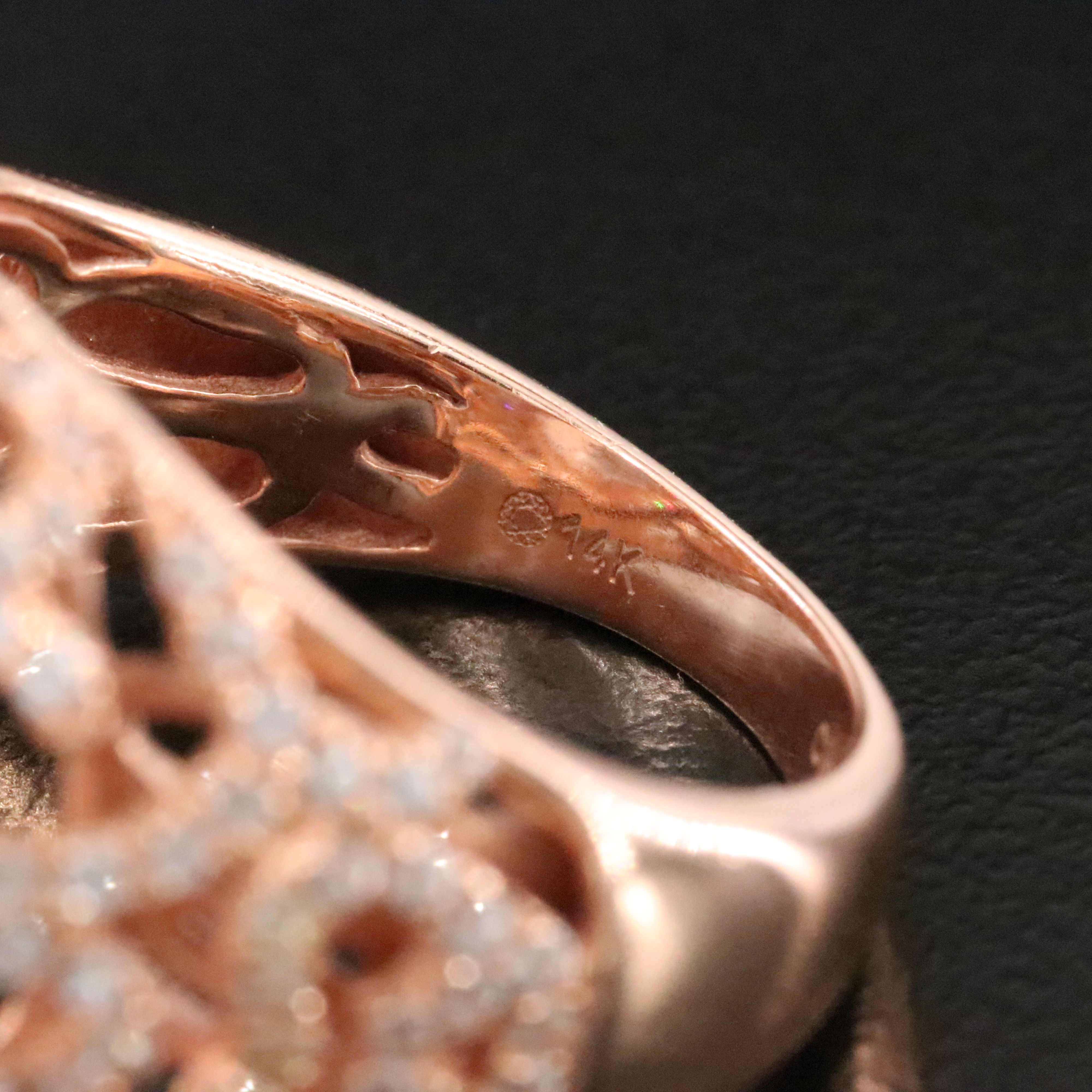 14K Rose Gold 12.84 CT Morganite and White Zircon Ring