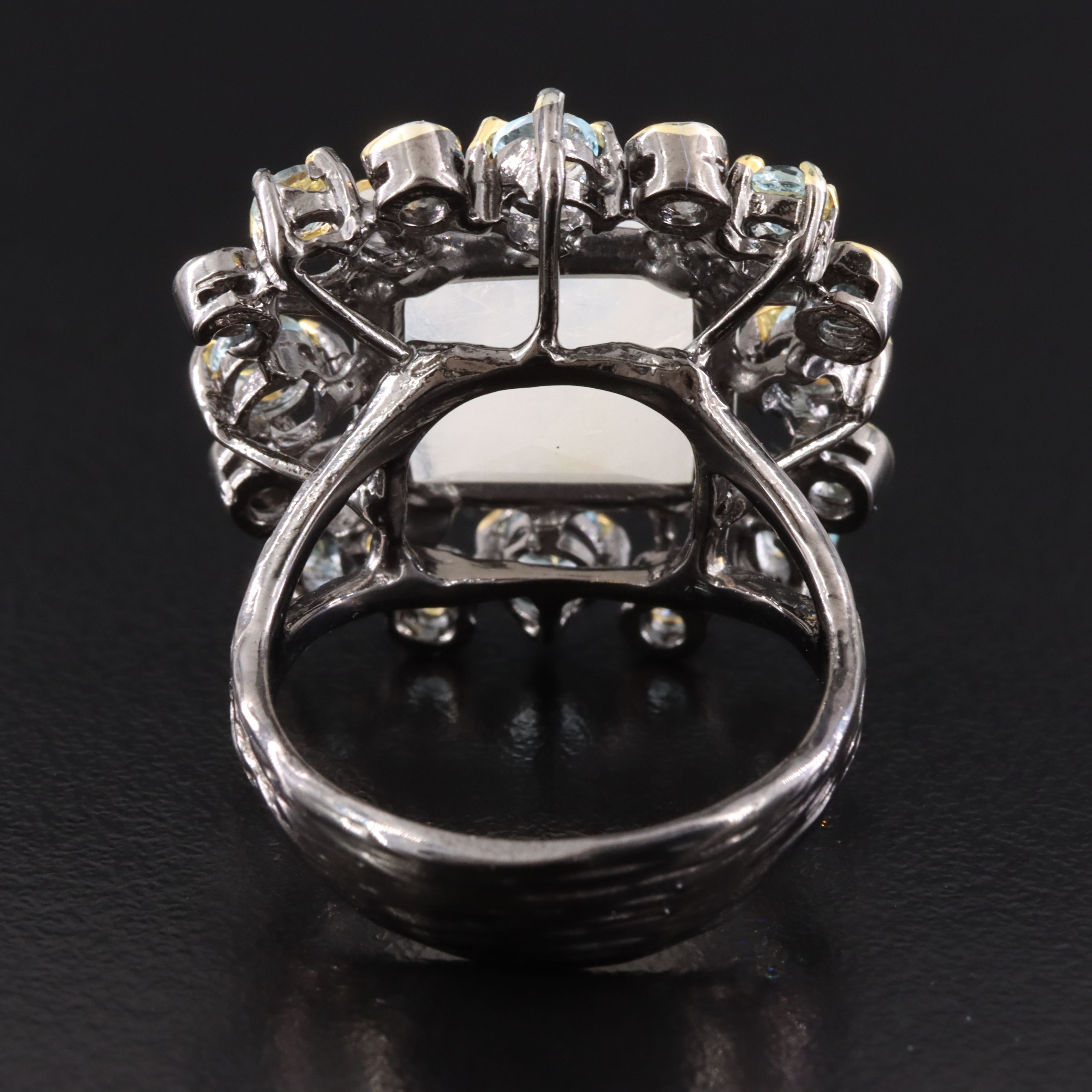 Sterling Moonstone and Topaz Ring