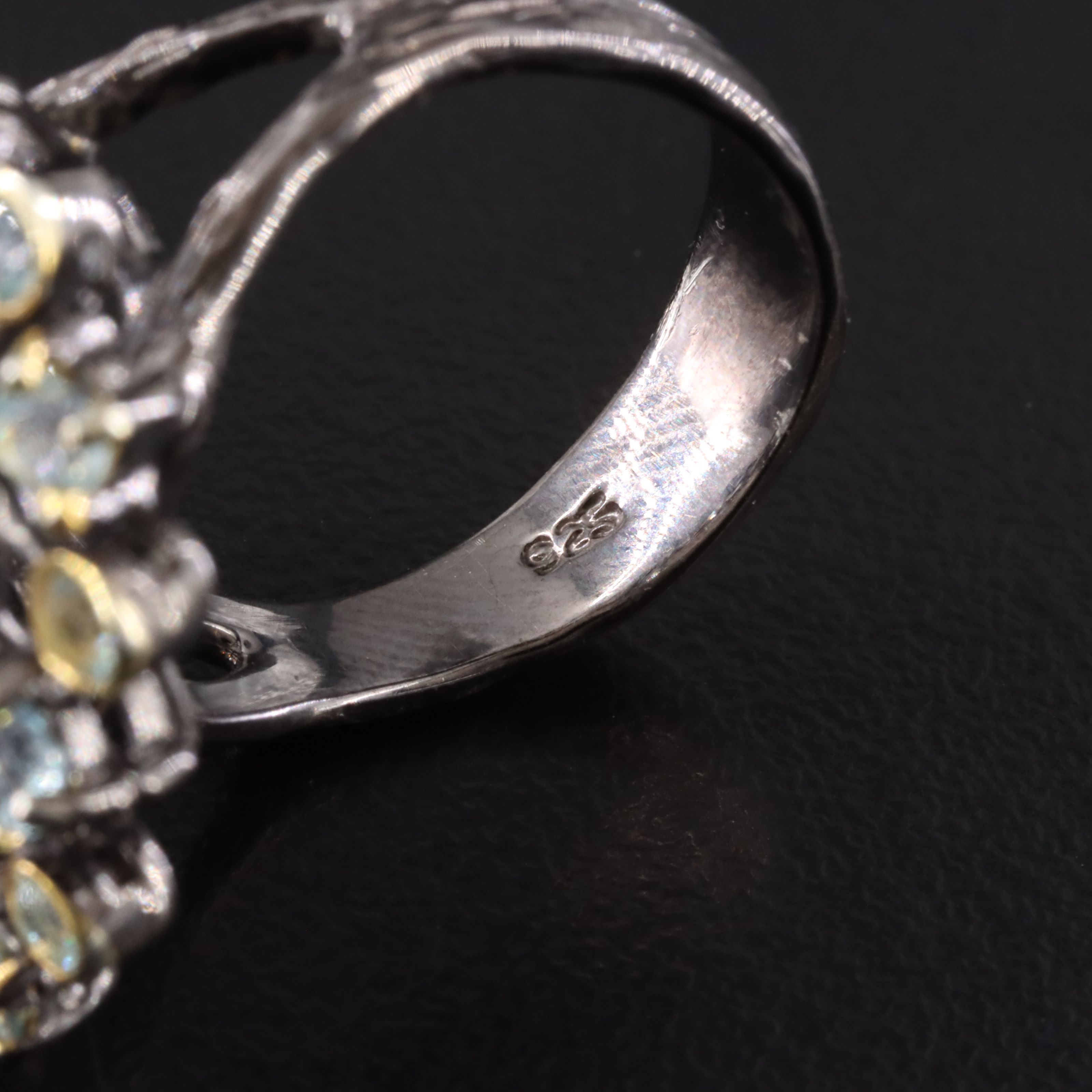 Sterling Moonstone and Topaz Ring