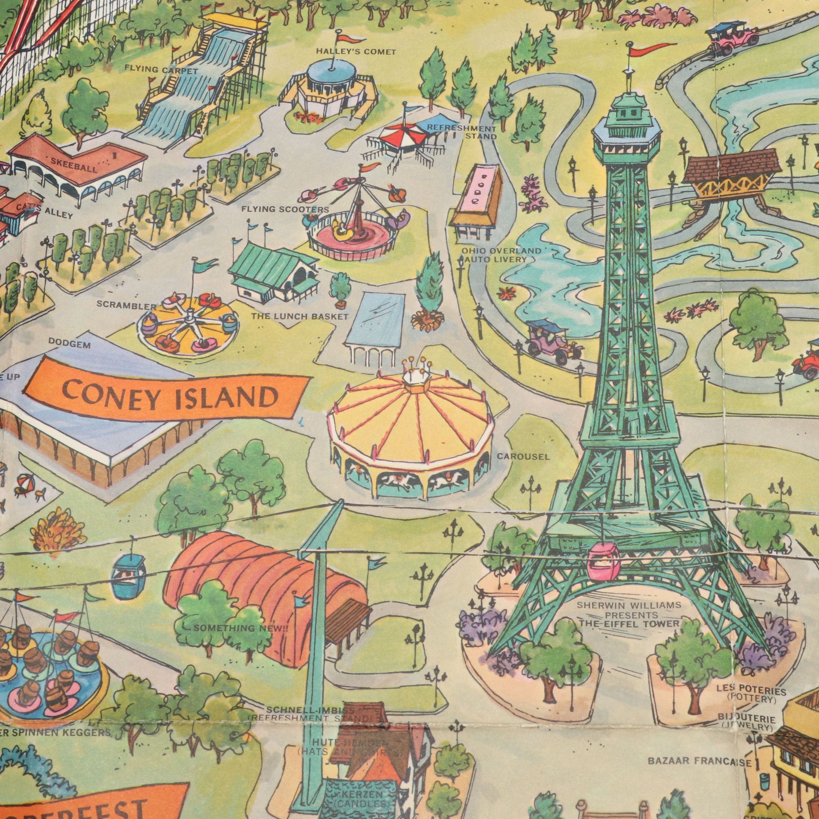 Kings Island Inaugural 1972 Map and Pennant