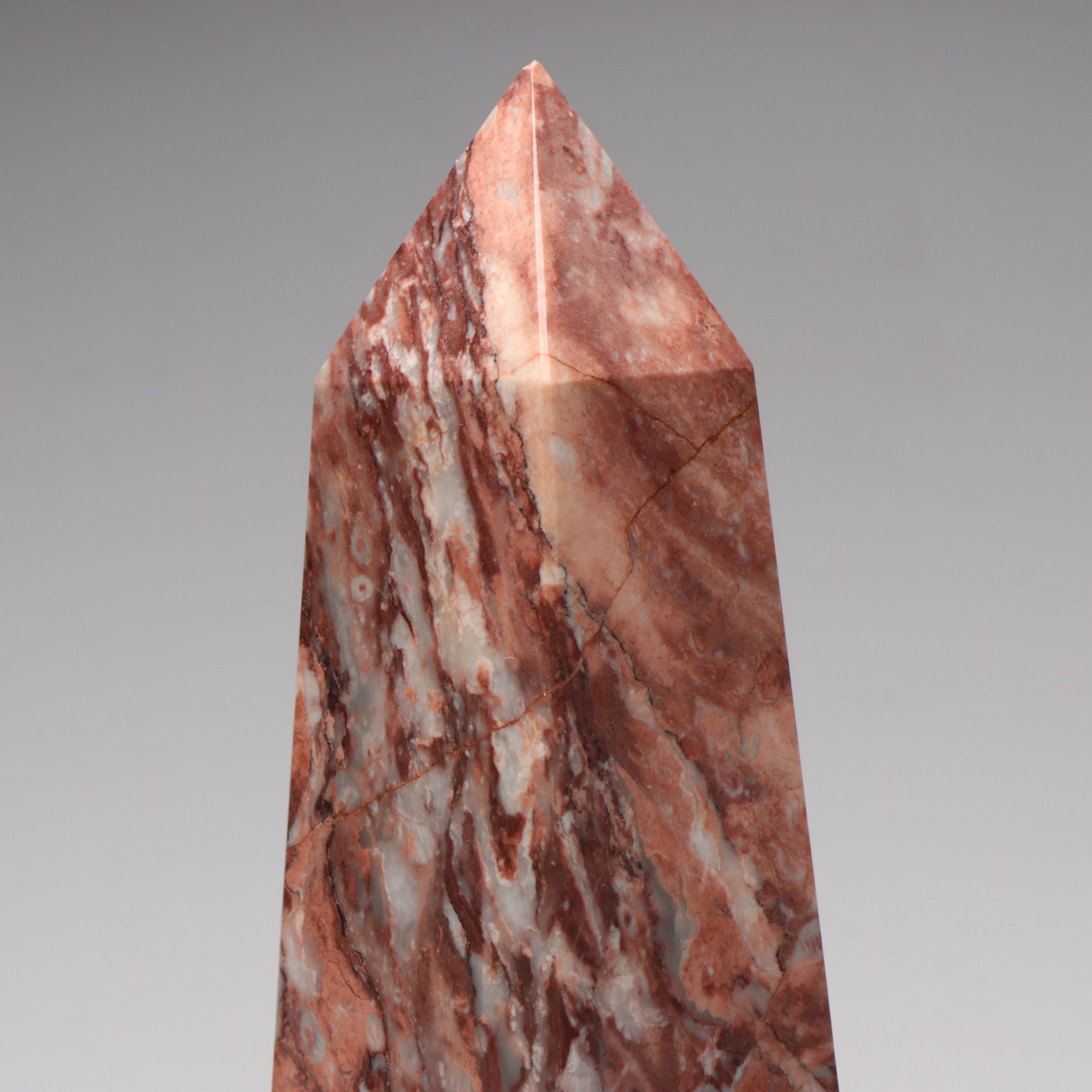 Carved Rose Marble Obelisk