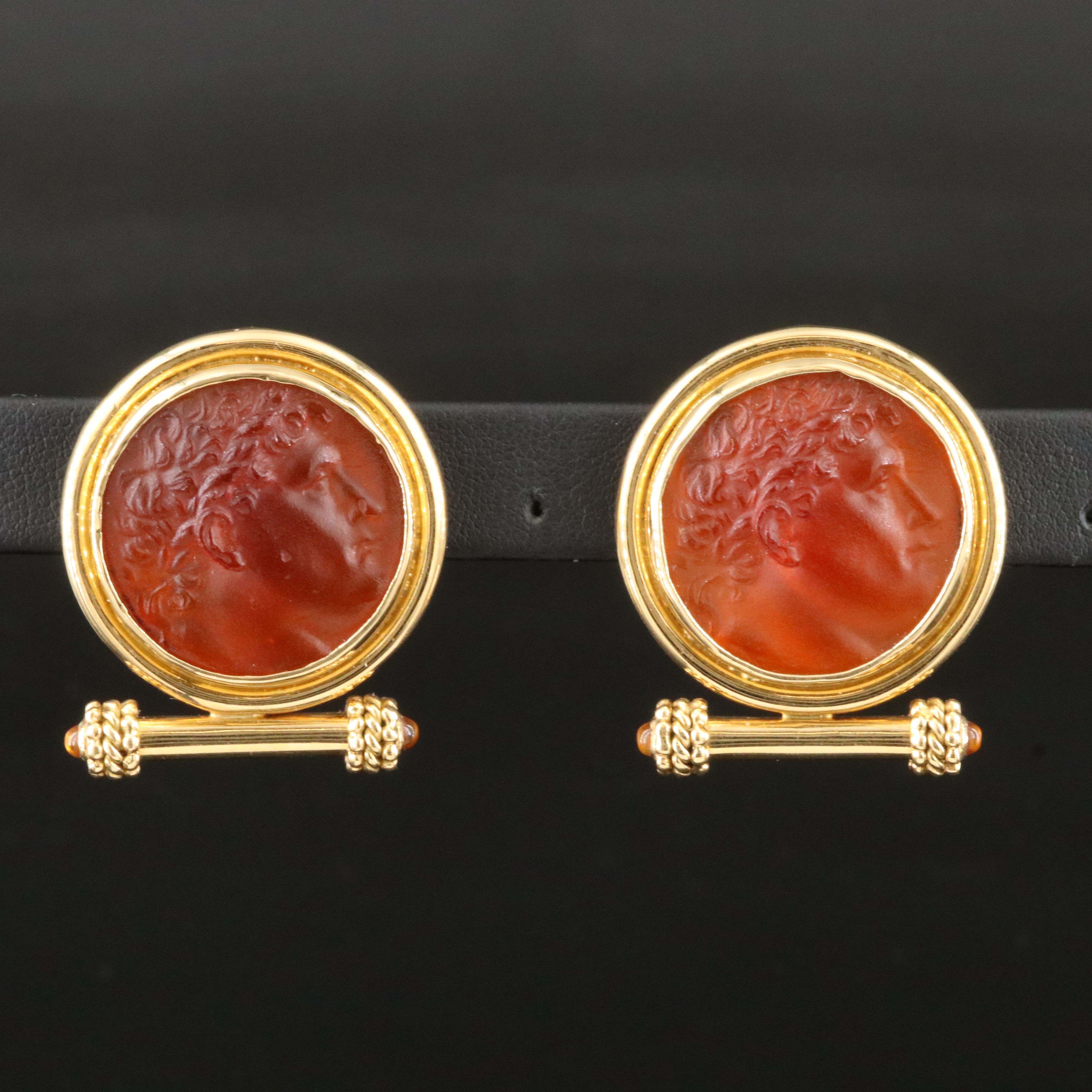 Elizabeth Locke 18K Venetian Glass High Relief Convertible Earrings