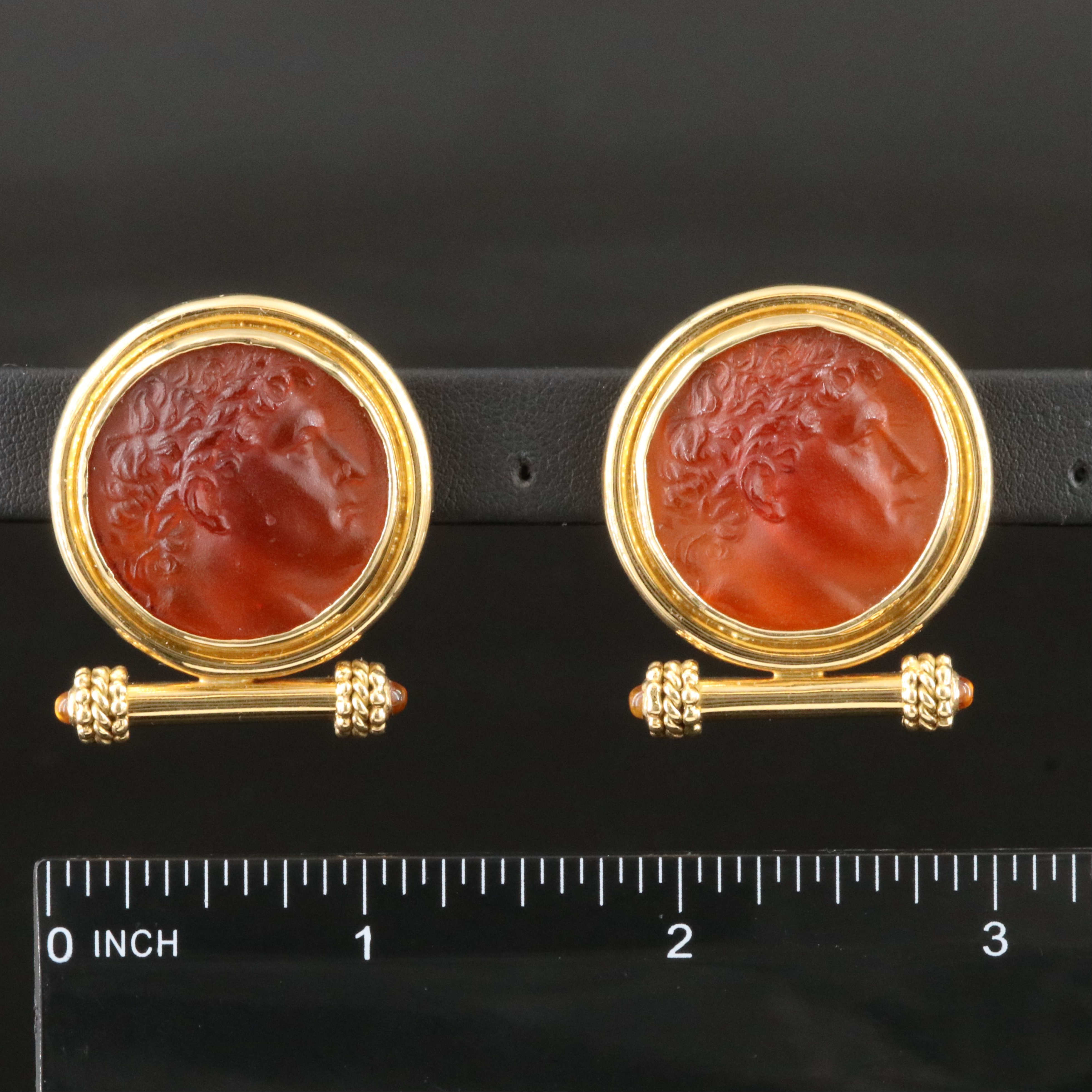 Elizabeth Locke 18K Venetian Glass High Relief Convertible Earrings