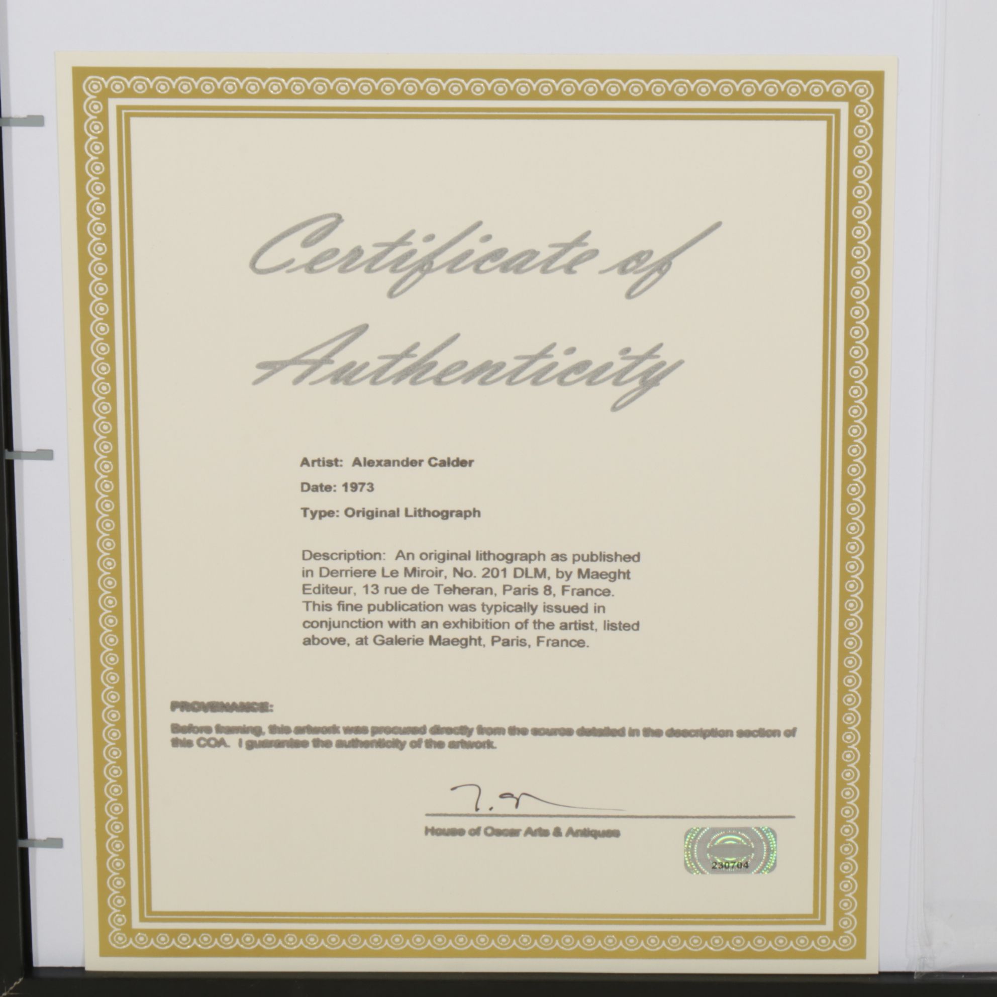 Alexander Calder Double-Page Color Lithograph for "Derrière le Miroir," 1973