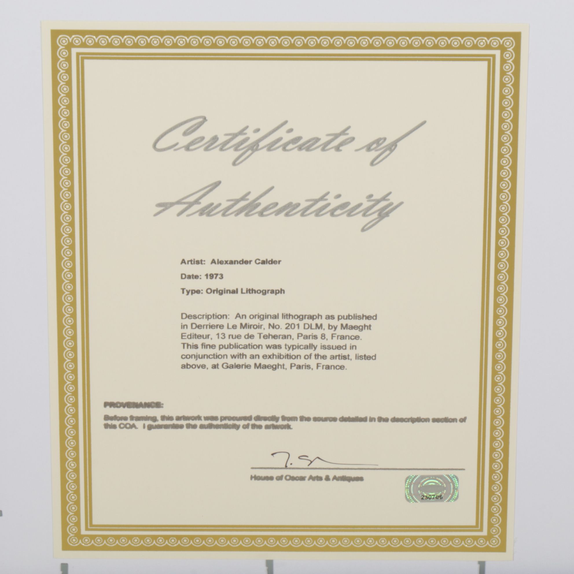 Alexander Calder Double-Page Color Lithograph for "Derrière le Miroir," 1973