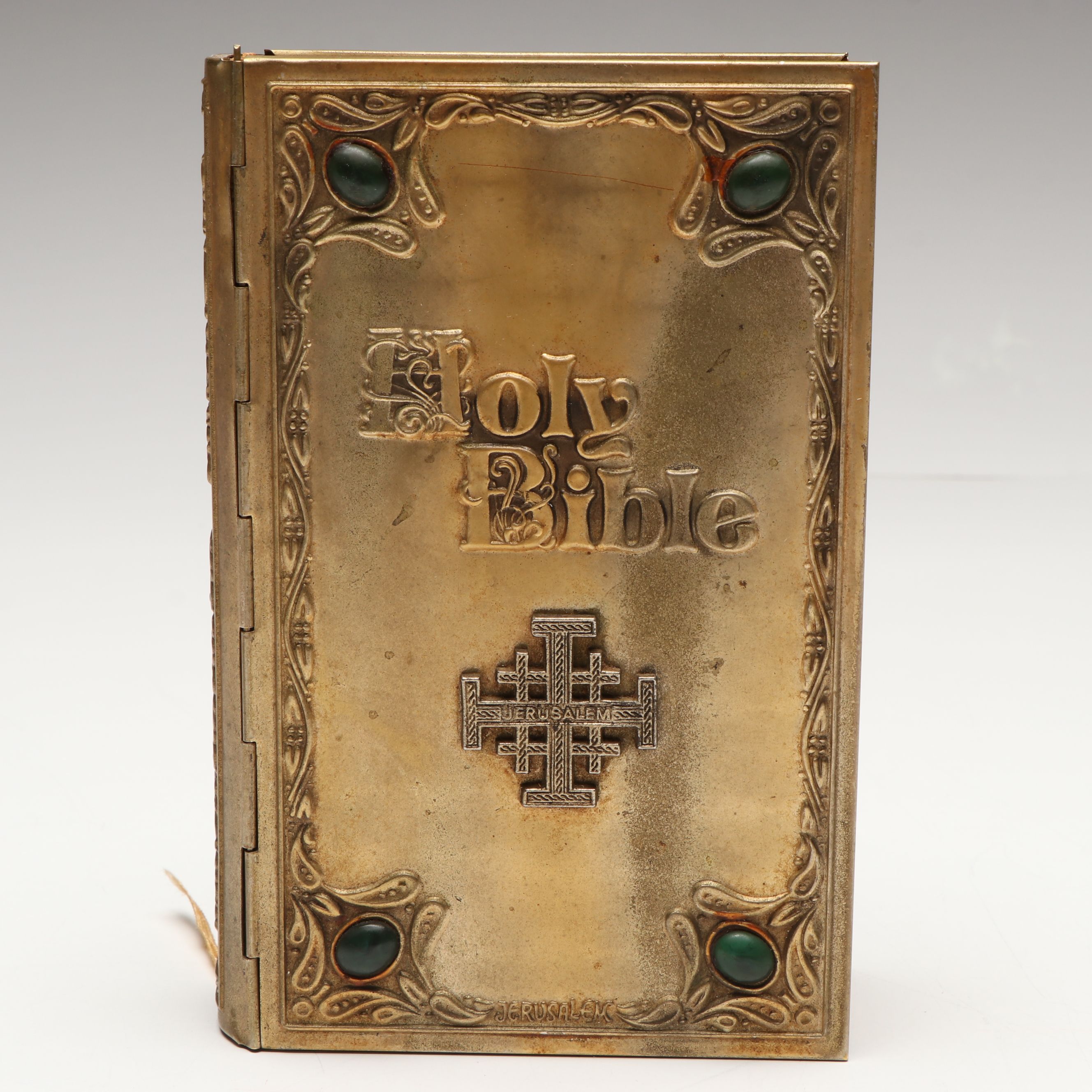 Ornate Metal Bound "Holy Bible" with New and Old Testaments, Late 20th C.