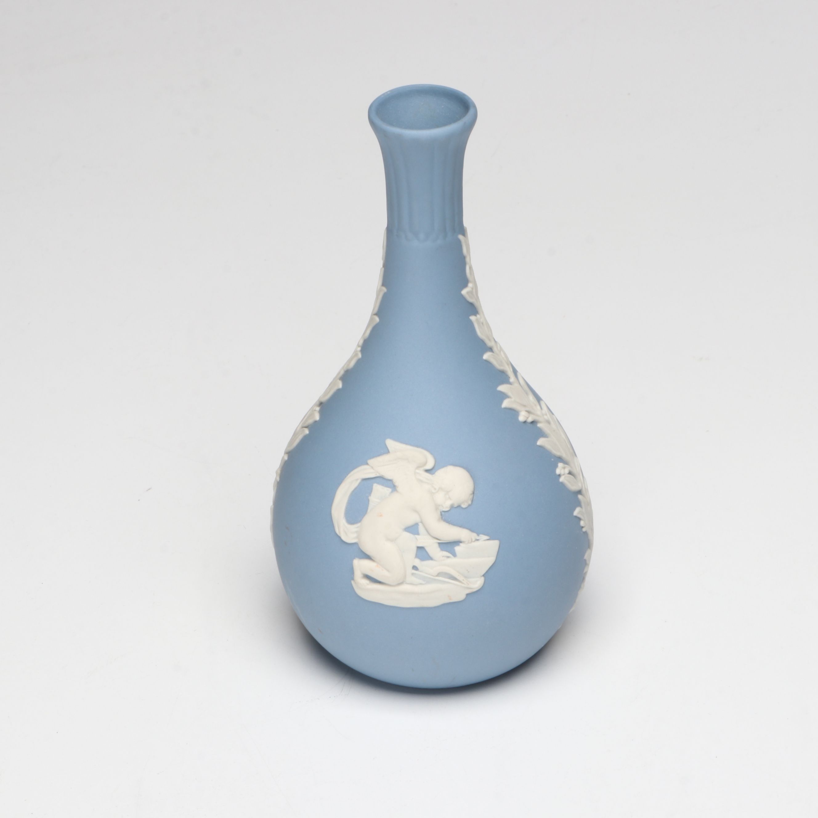 Wedgwood Blue Jasperware Decorative Plate with Vases, Creamer and Sugar