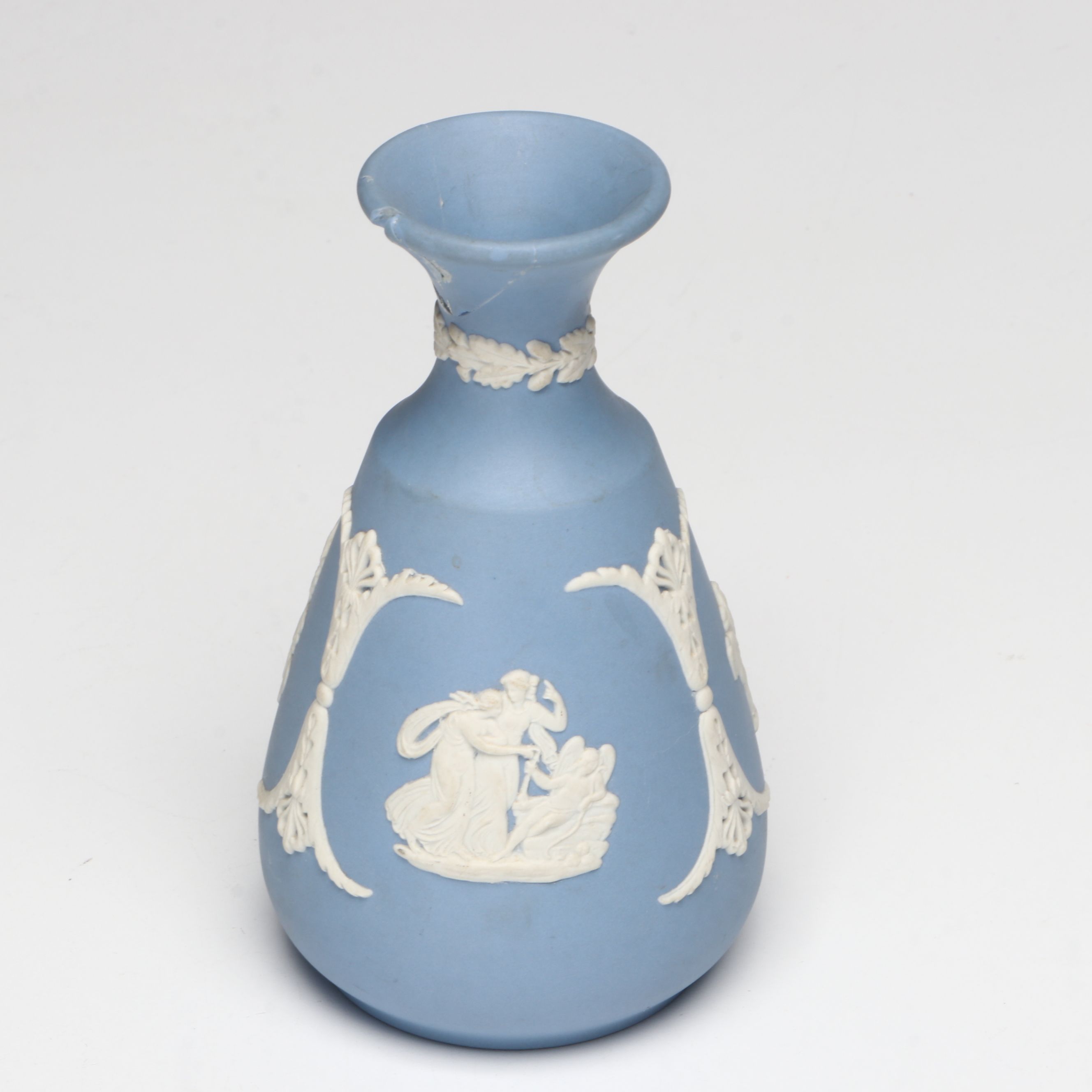 Wedgwood Blue Jasperware Decorative Plate with Vases, Creamer and Sugar