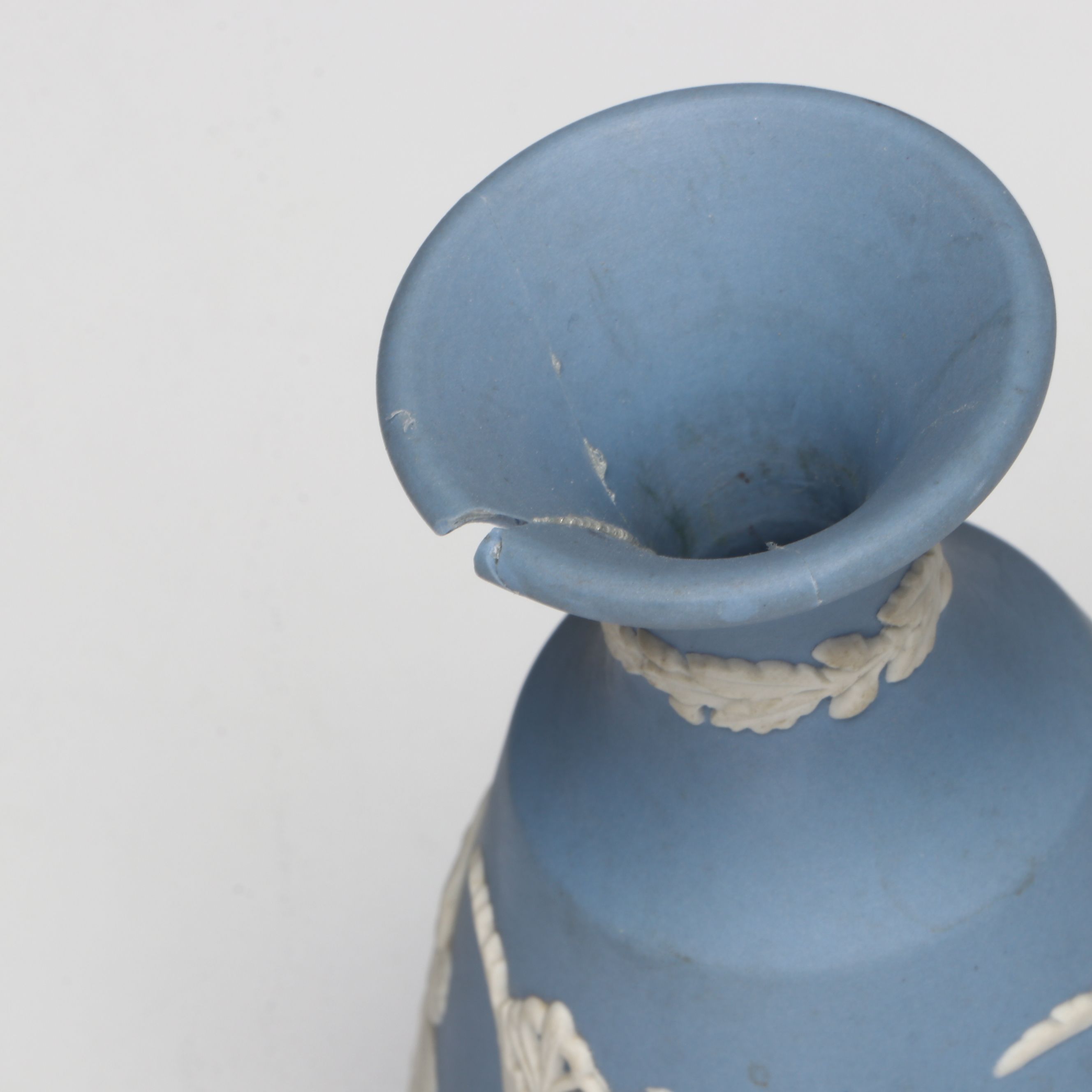 Wedgwood Blue Jasperware Decorative Plate with Vases, Creamer and Sugar