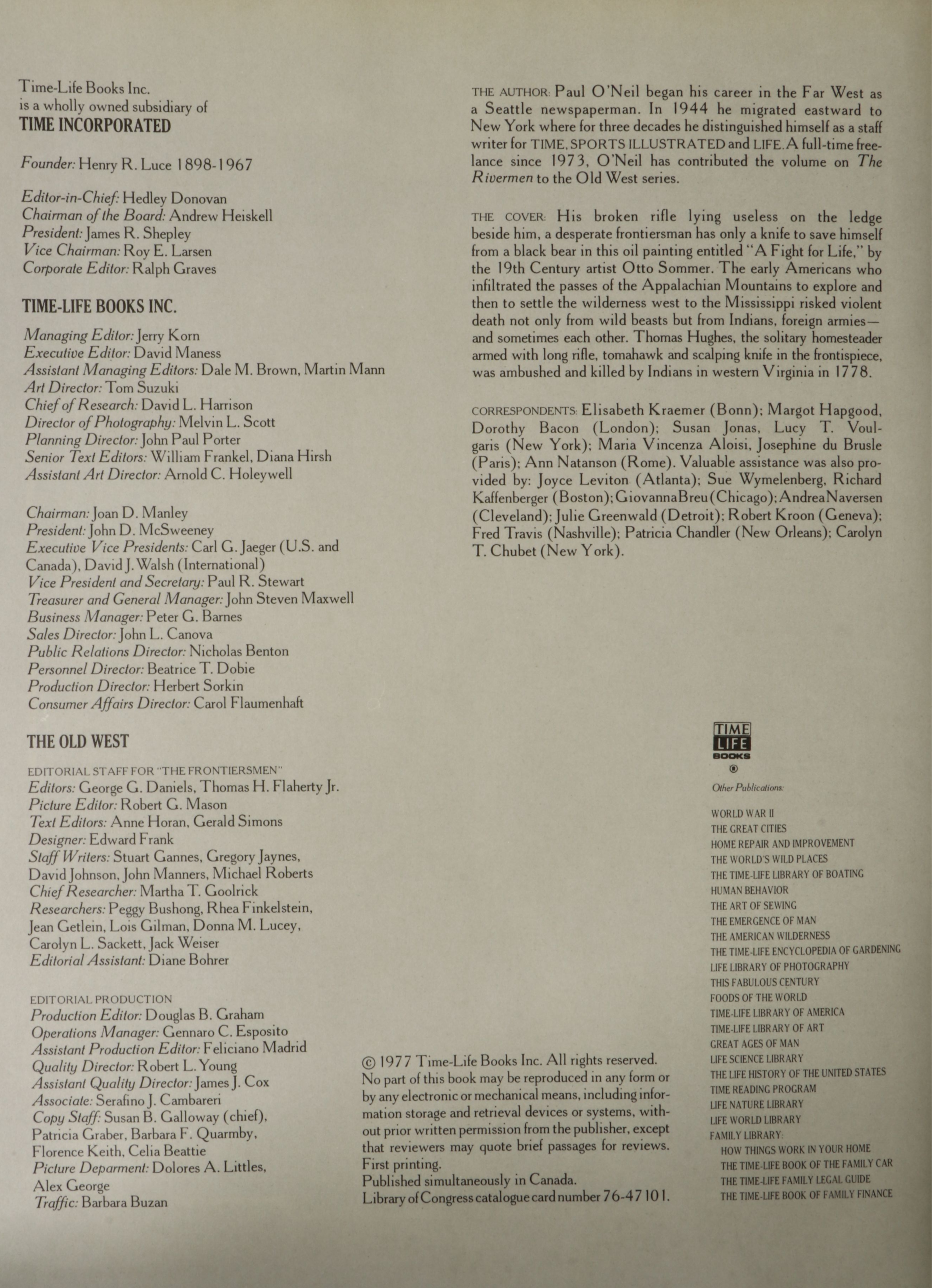 "The Old West" Time-Life Books, Complete Set