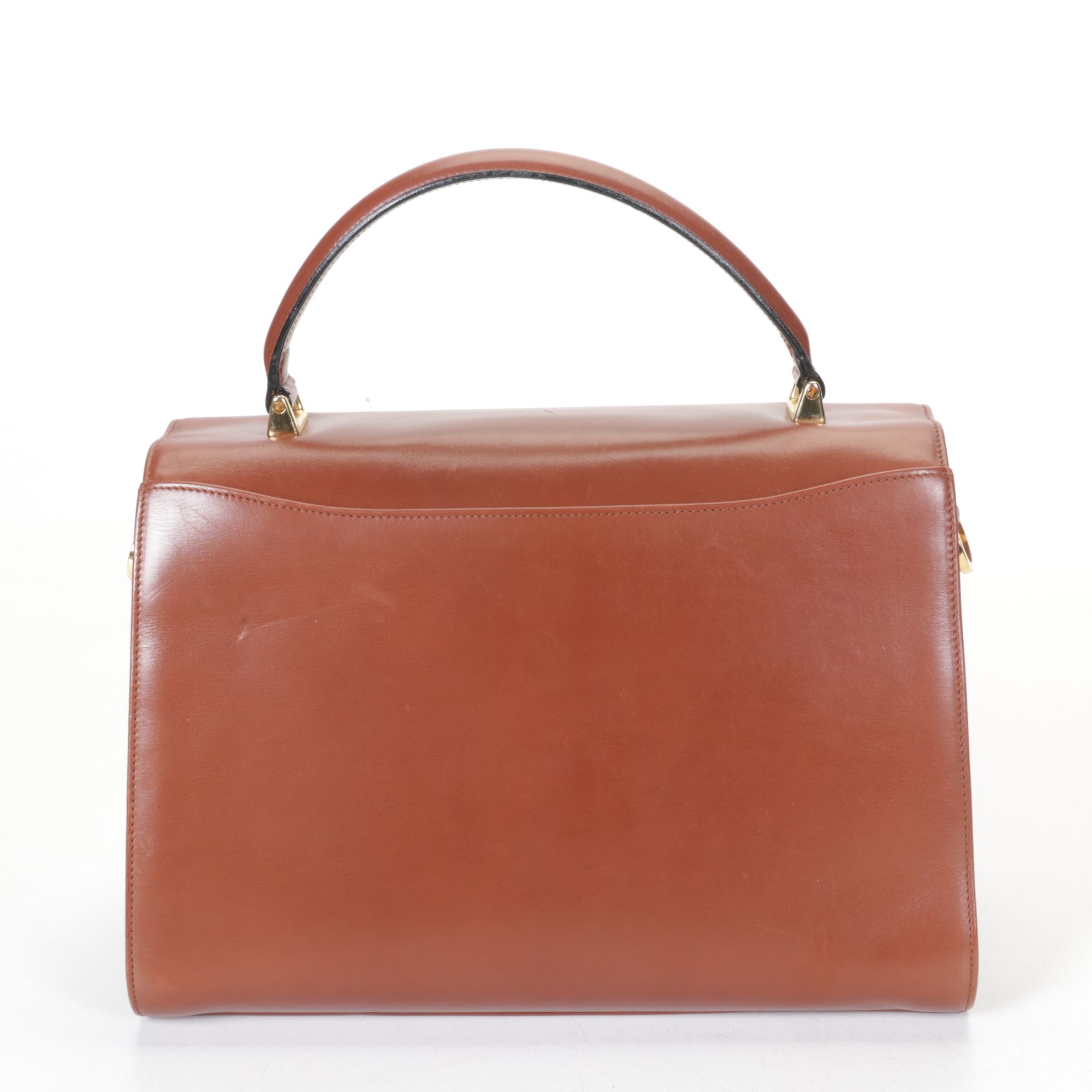 Salvatore Ferragamo Gancini Top-Handle Handbag in Brown Leather