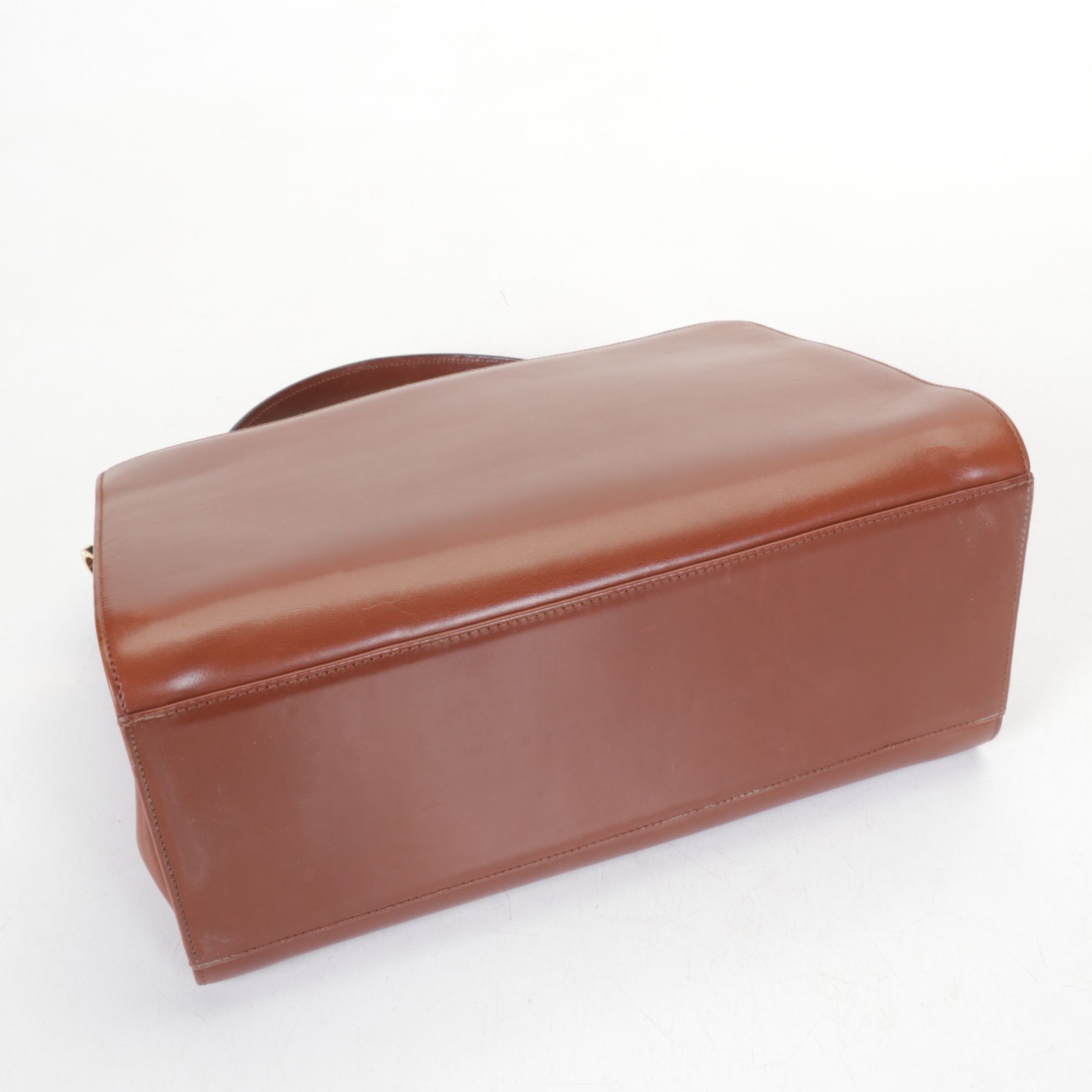 Salvatore Ferragamo Gancini Top-Handle Handbag in Brown Leather