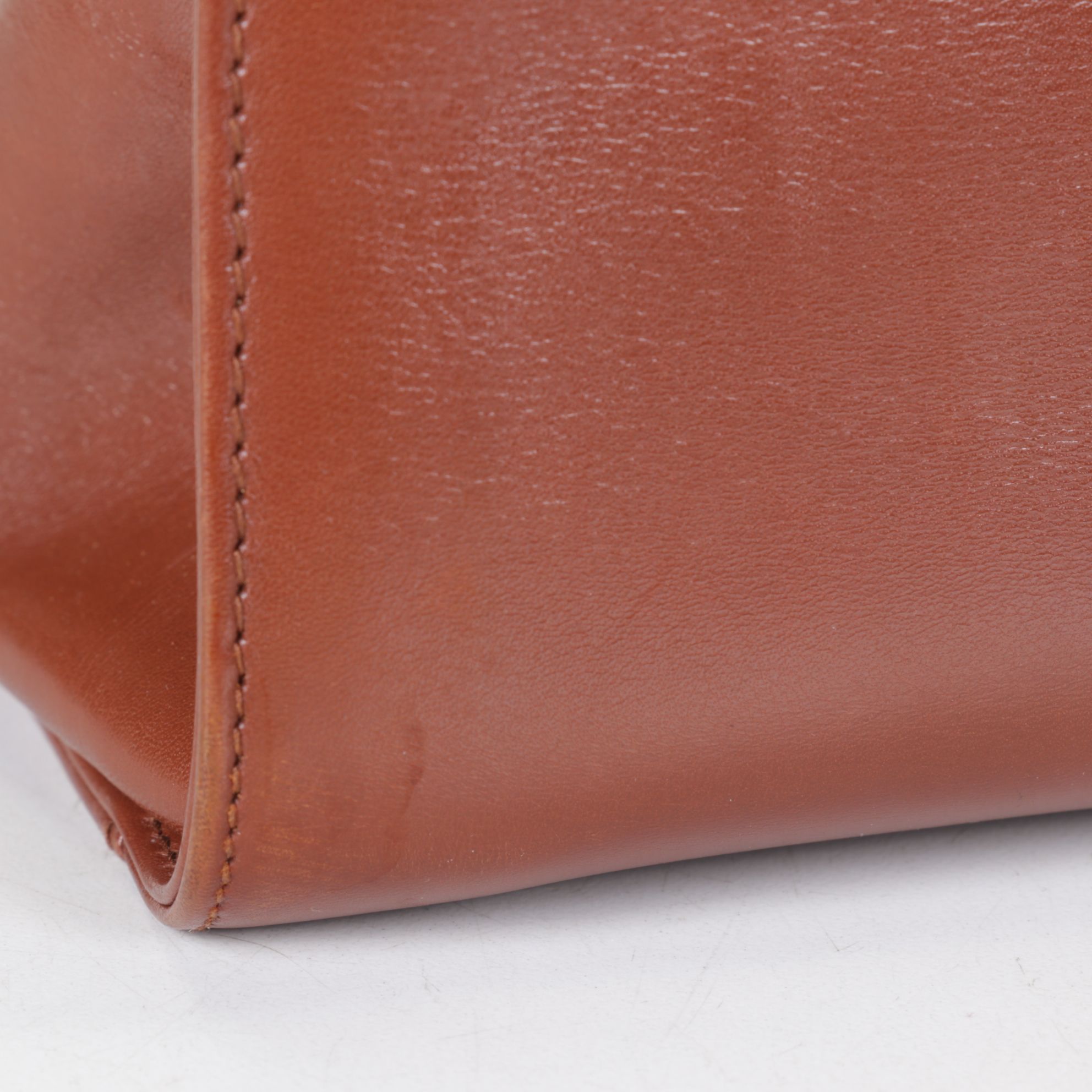 Salvatore Ferragamo Gancini Top-Handle Handbag in Brown Leather