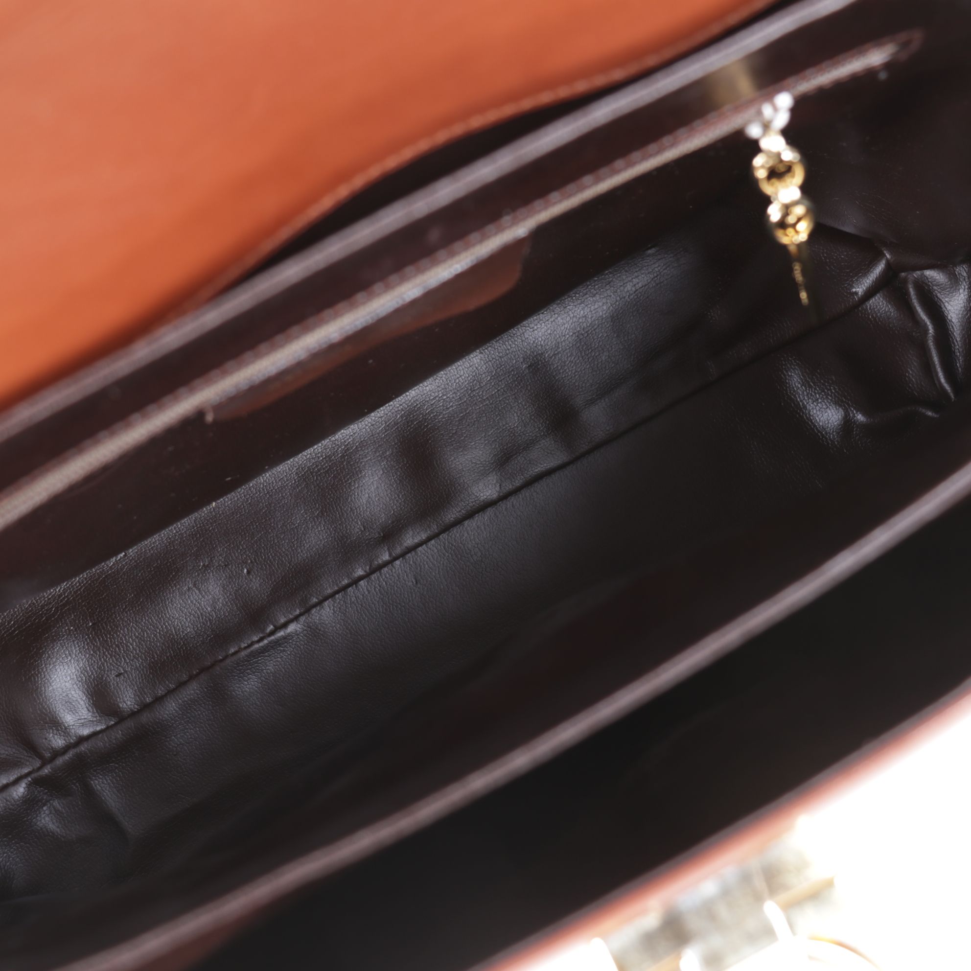 Salvatore Ferragamo Gancini Top-Handle Handbag in Brown Leather