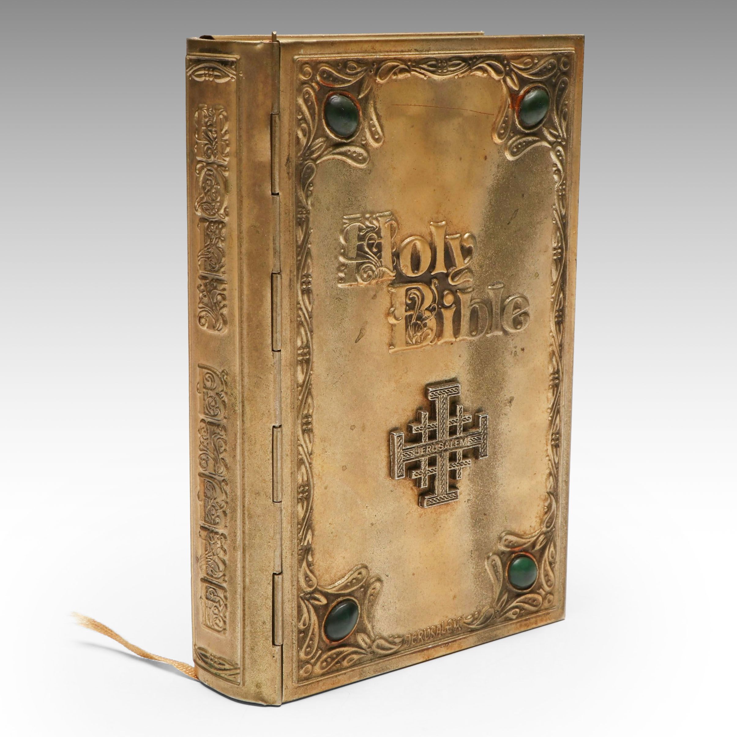Ornate Metal Bound "Holy Bible" with New and Old Testaments, Late 20th C.