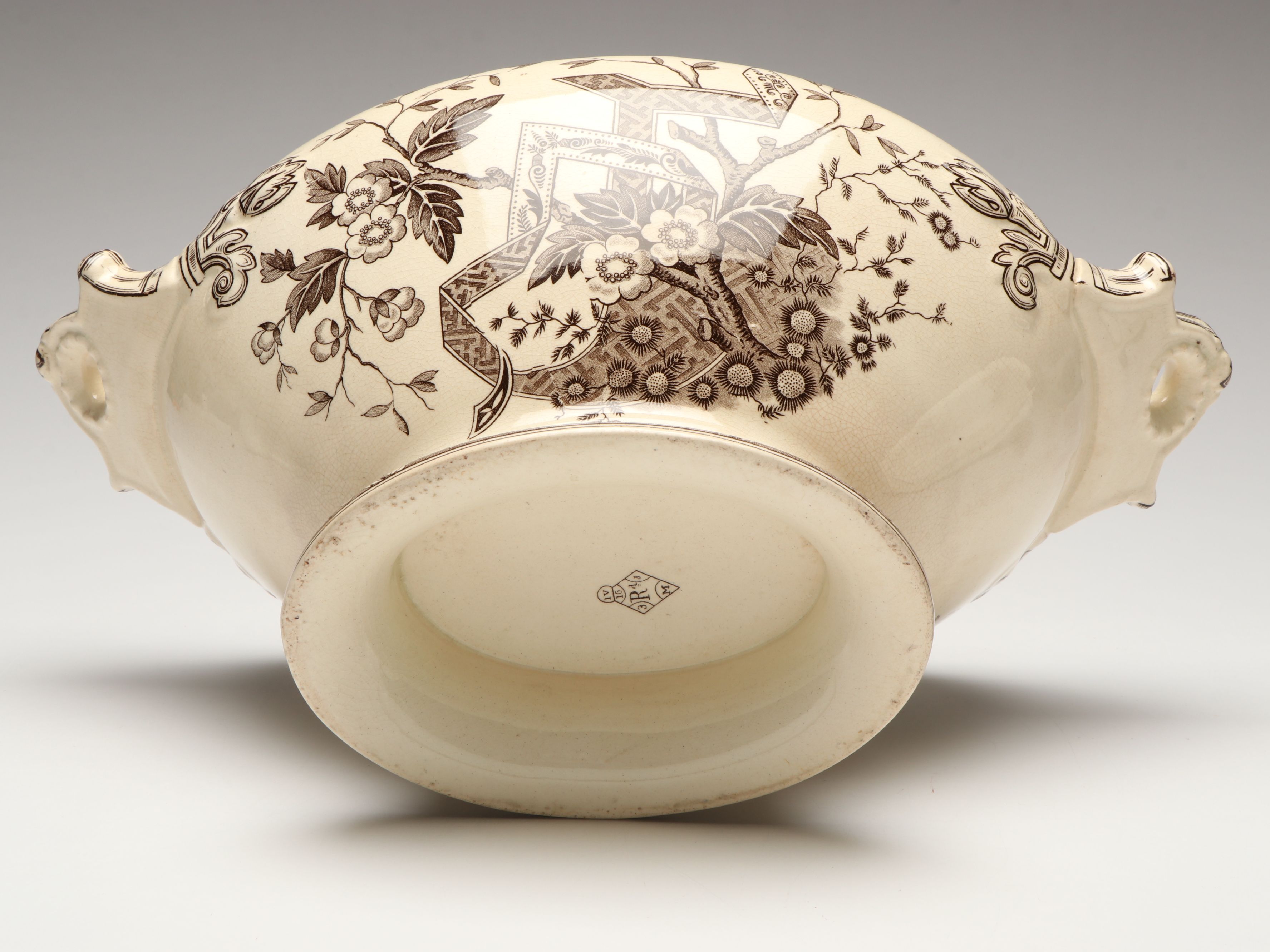 Wedgwood  & Co. "Beatrice" Brown Transferware Lidded Tureen with Other Ladle