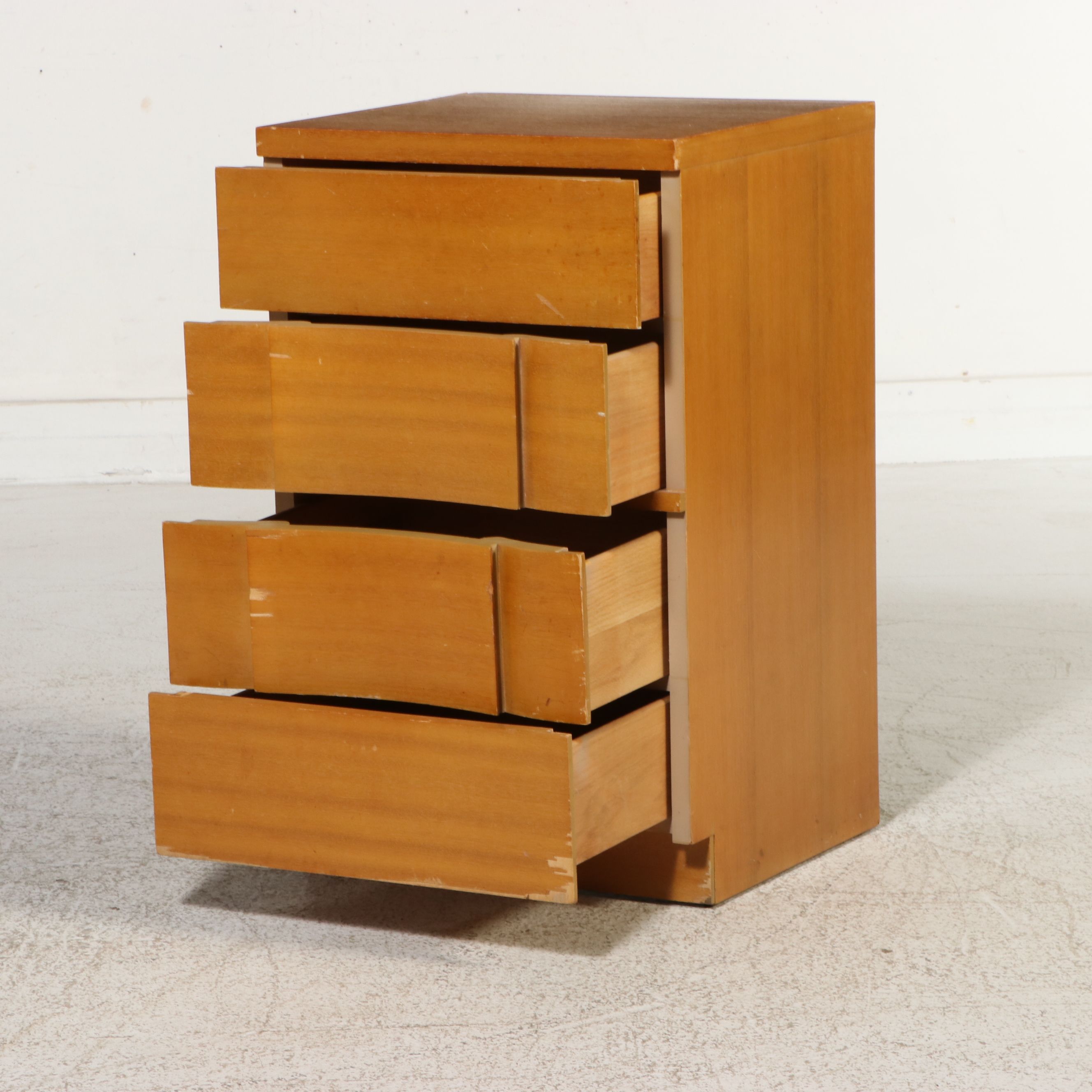 Pair of Mid Century Modern Sculpted Front Nightstands