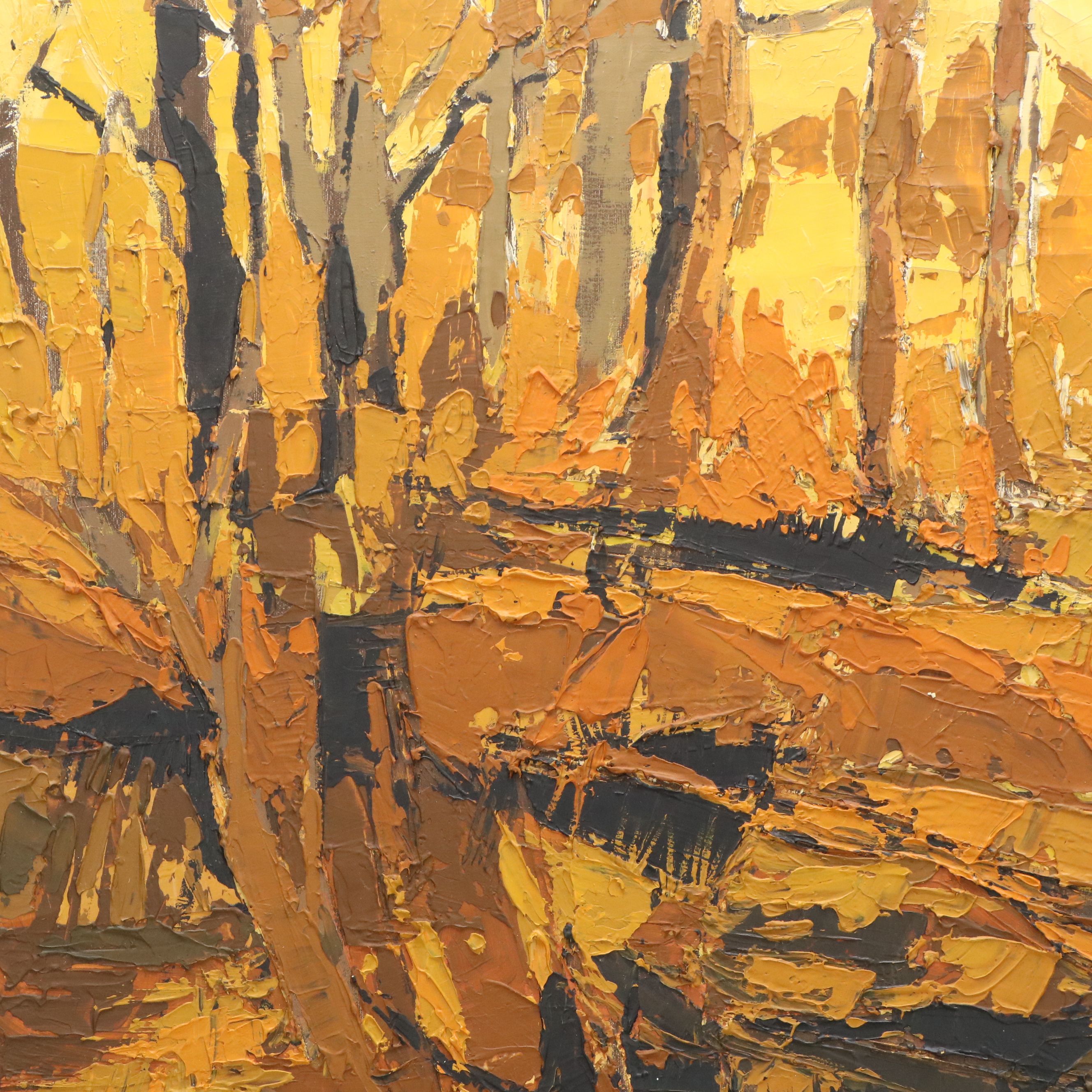 Nanci Blair Closson Abstracted Impasto Oil Painting of Forest, Late 20th Century