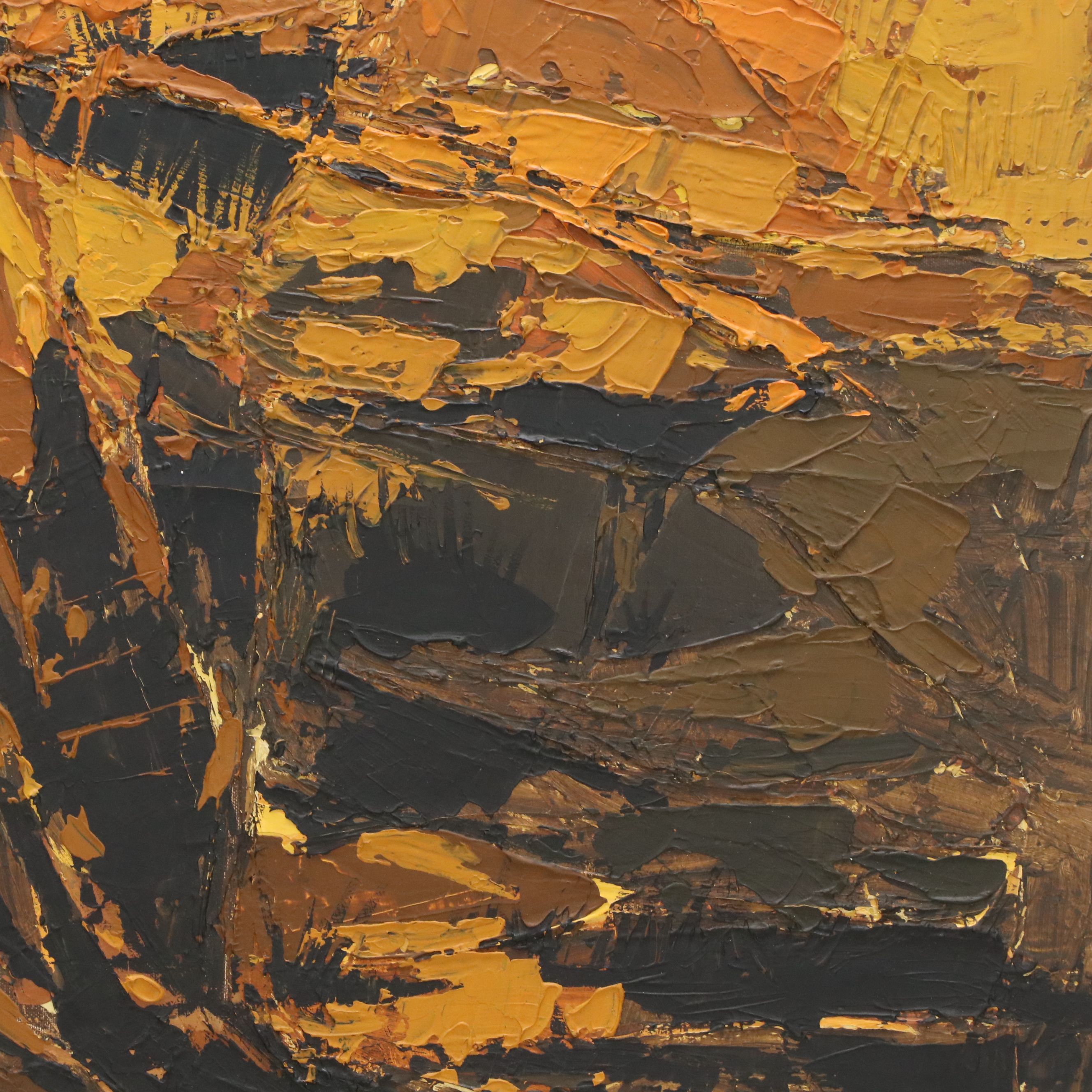 Nanci Blair Closson Abstracted Impasto Oil Painting of Forest, Late 20th Century