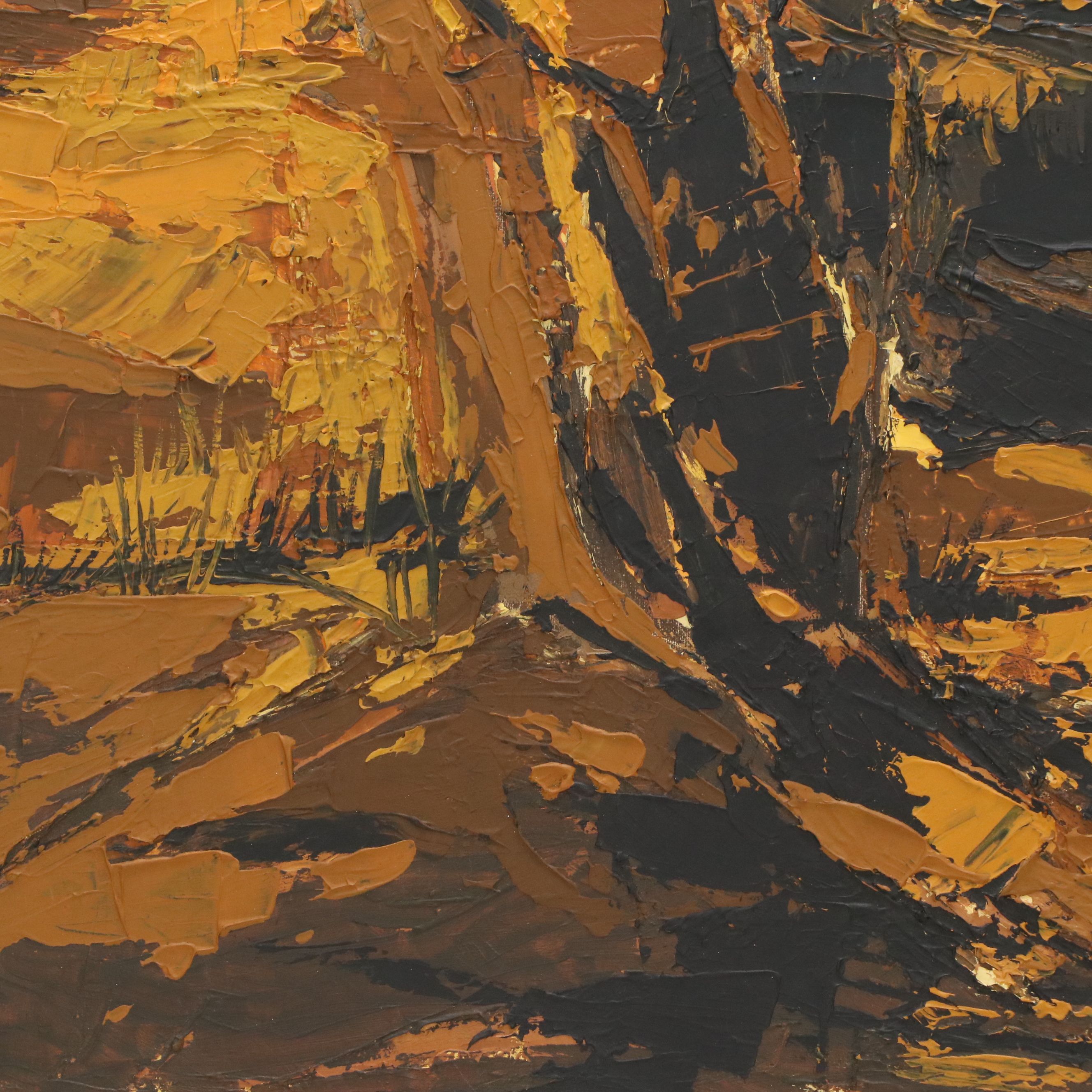 Nanci Blair Closson Abstracted Impasto Oil Painting of Forest, Late 20th Century