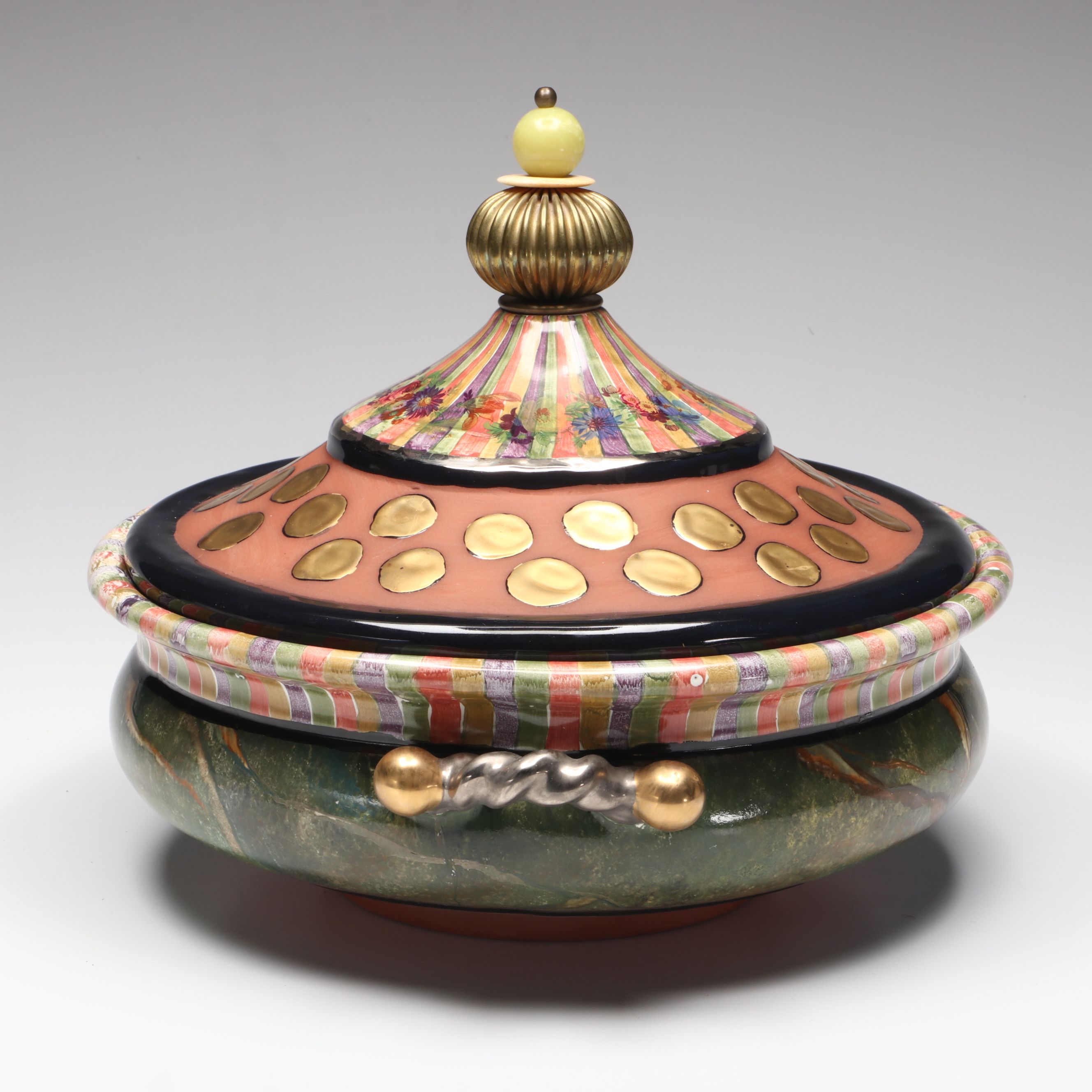 MacKenzie-Childs "Torquay Frank Mustard" Lidded Tureen