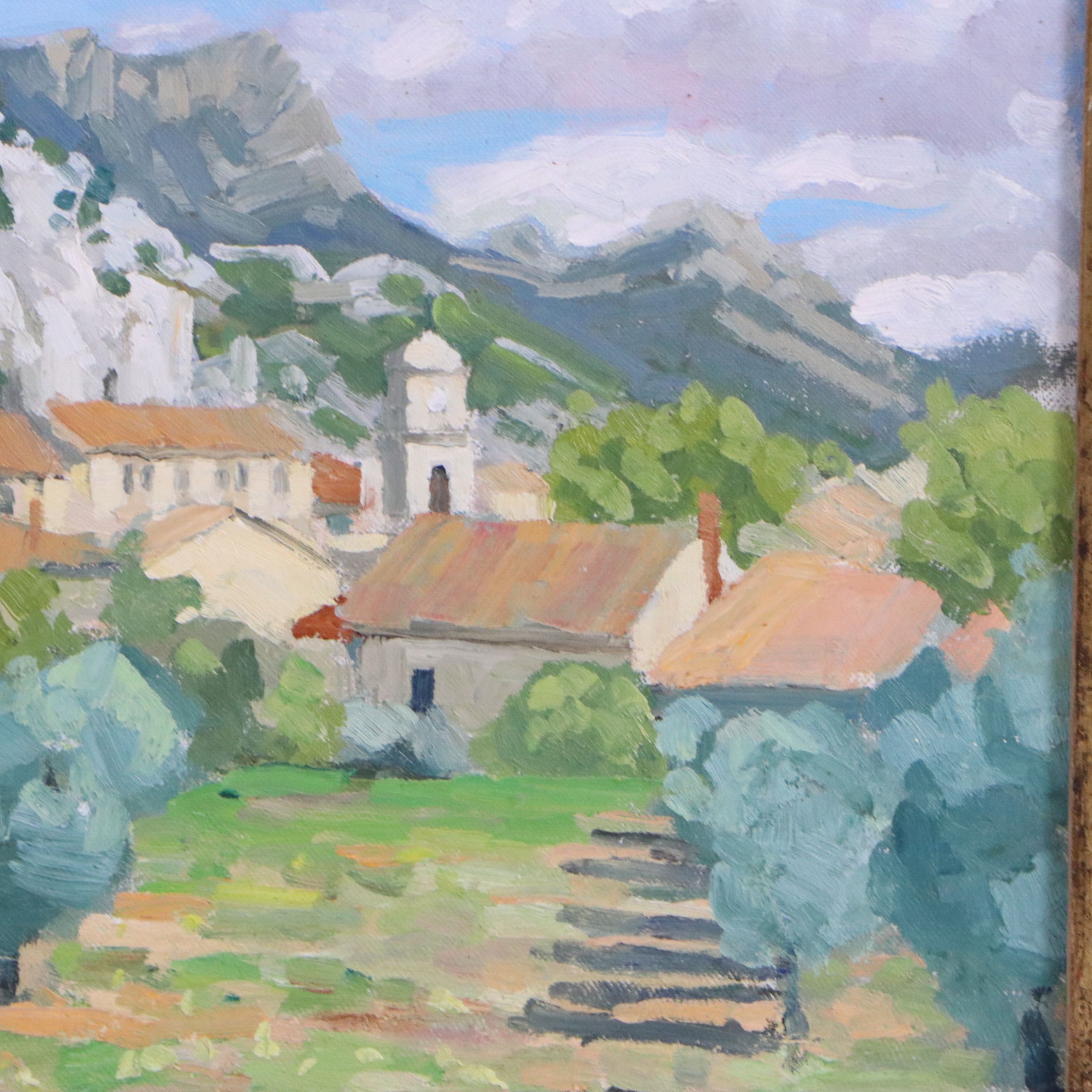 Mediterranean Landscape Oil Painting, Late 20th Century