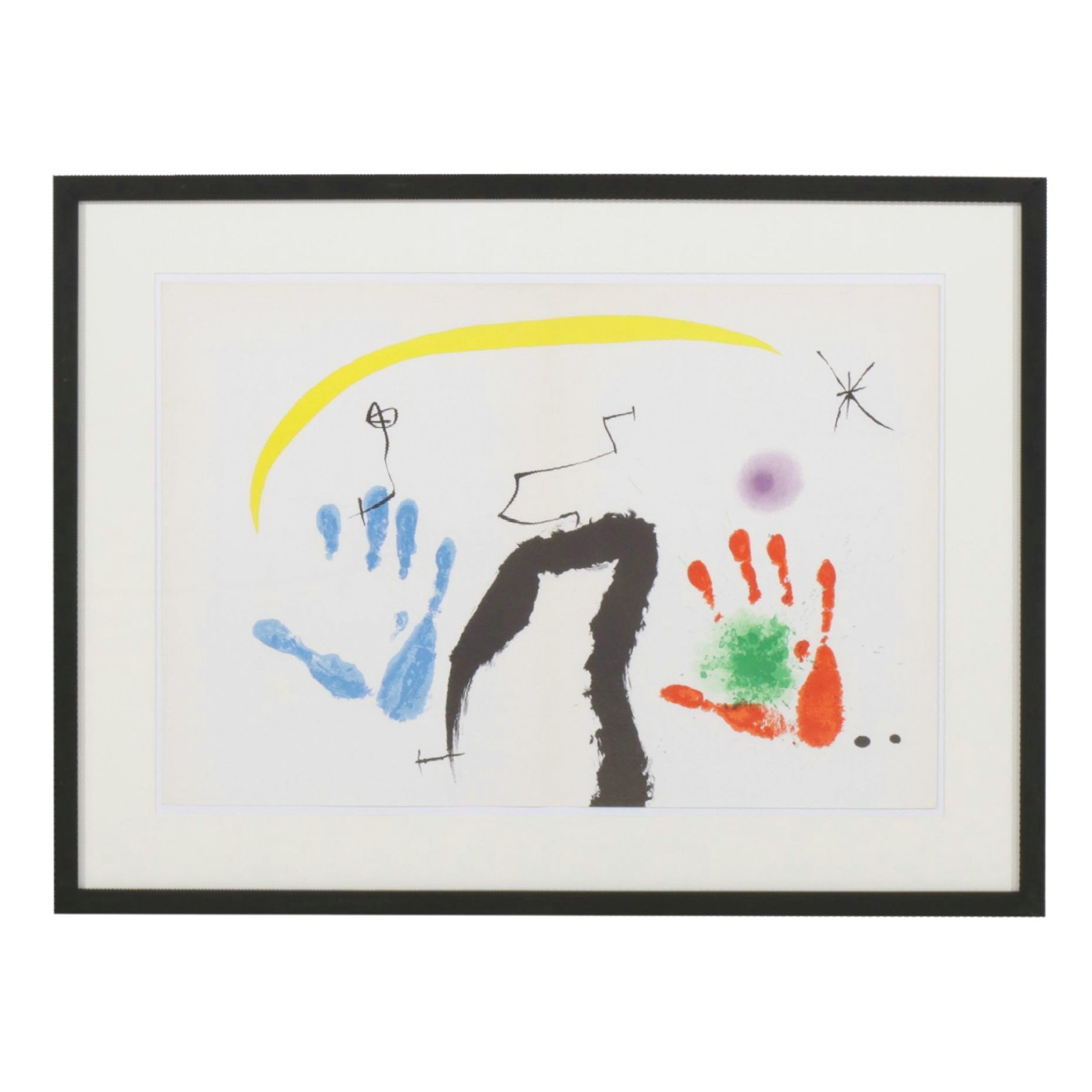 Joan Miró Double-Page Color Lithograph "Les Mains" for "Derrière le Miroir"