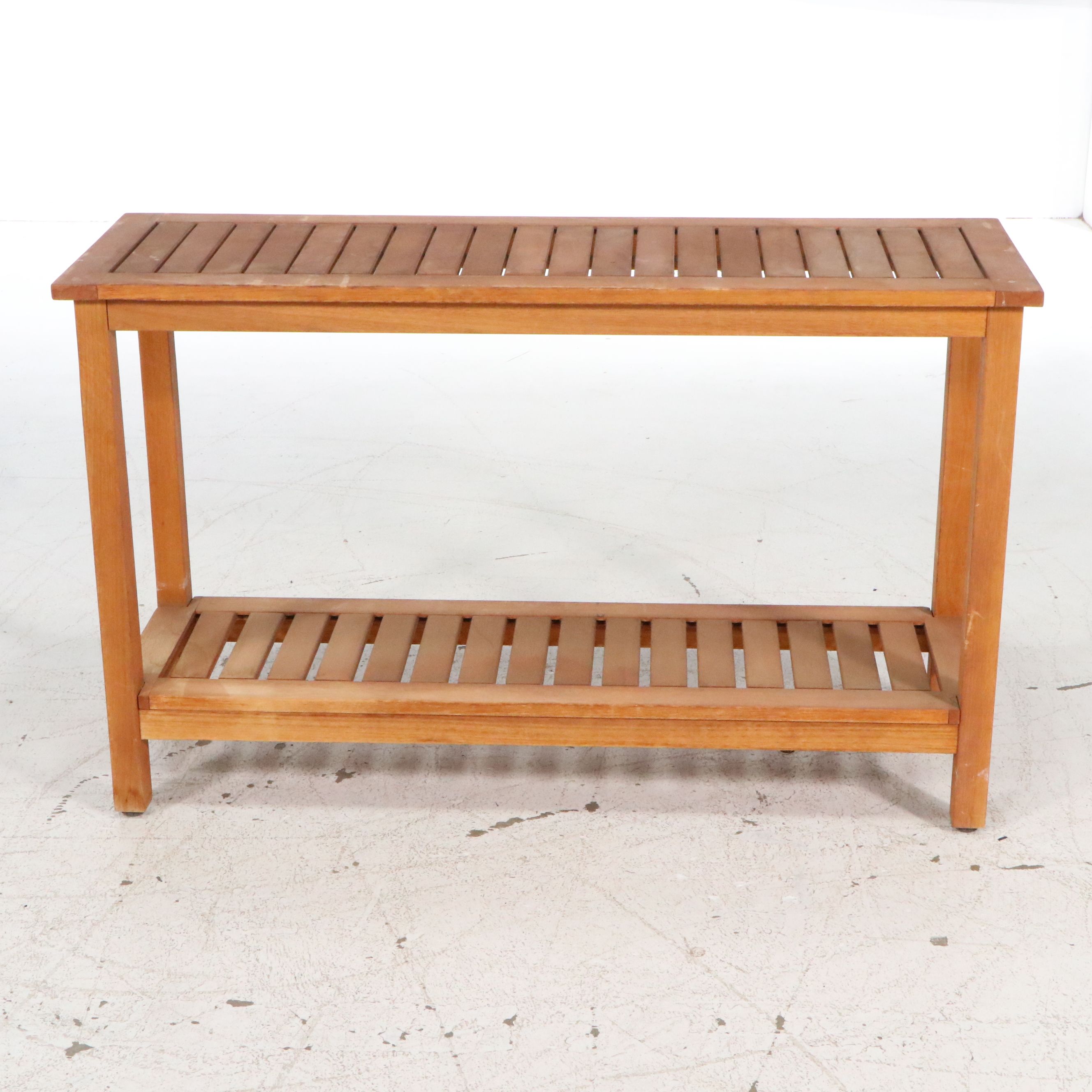 Contemporary Slatted Teak Console Table, 21st Century