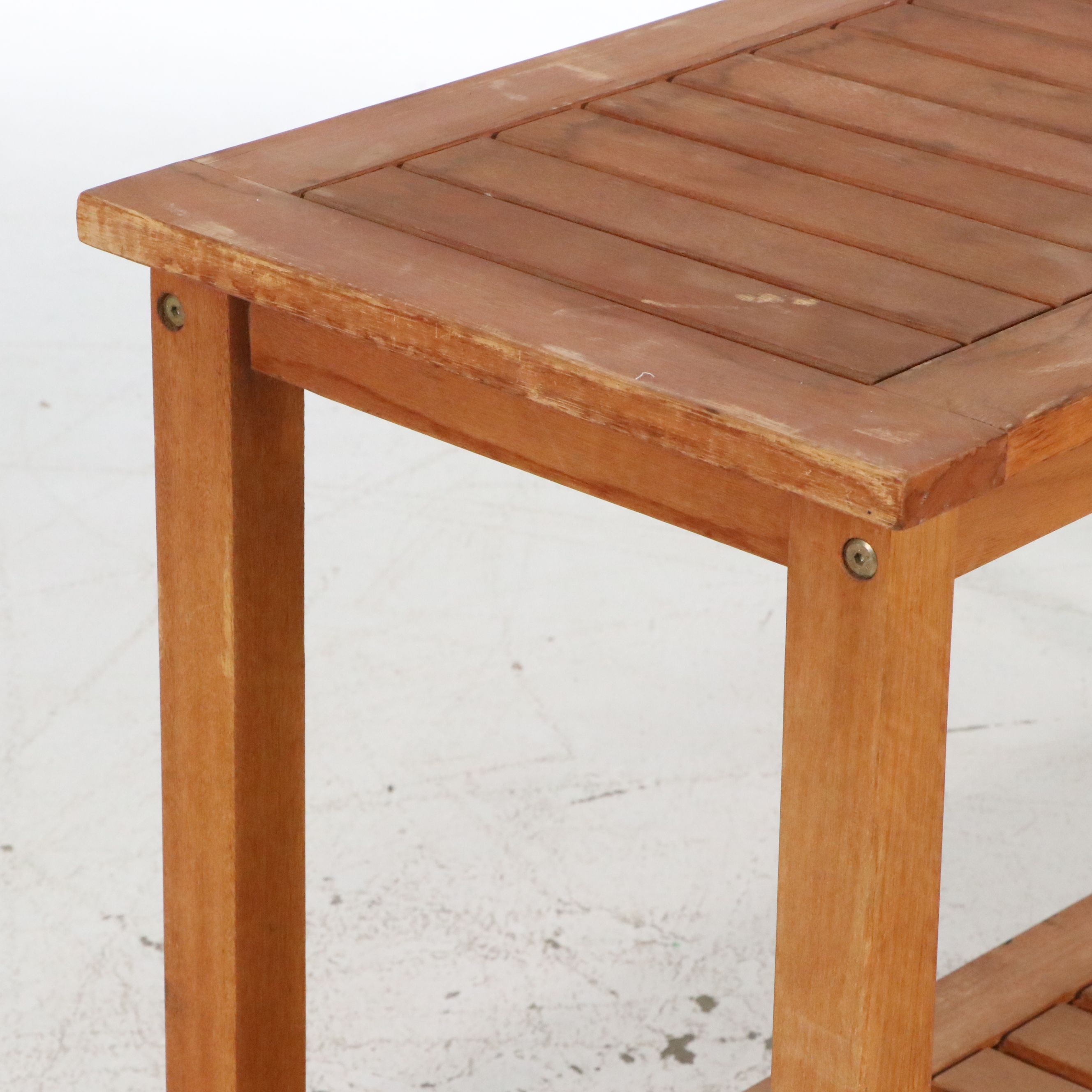 Contemporary Slatted Teak Console Table, 21st Century