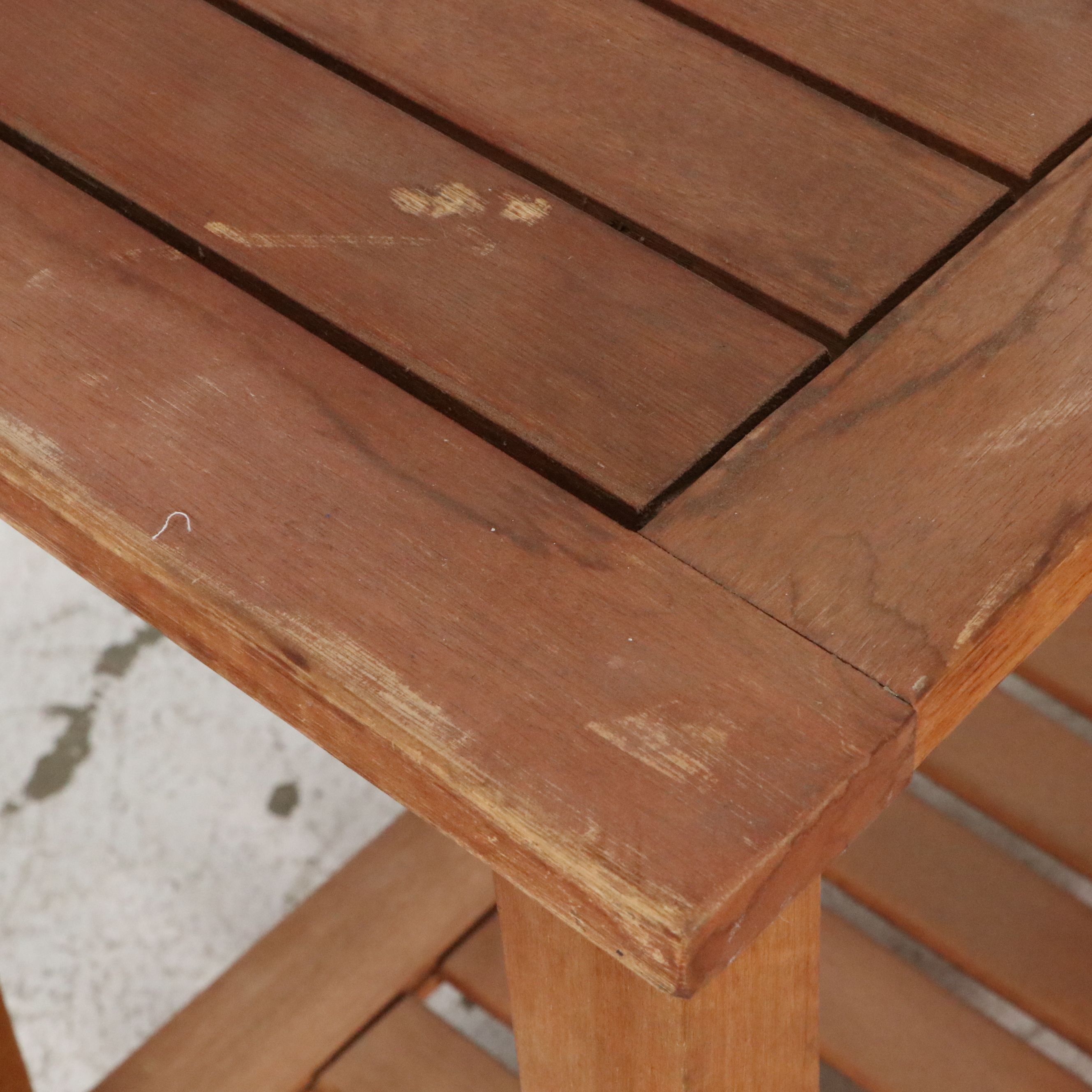 Contemporary Slatted Teak Console Table, 21st Century