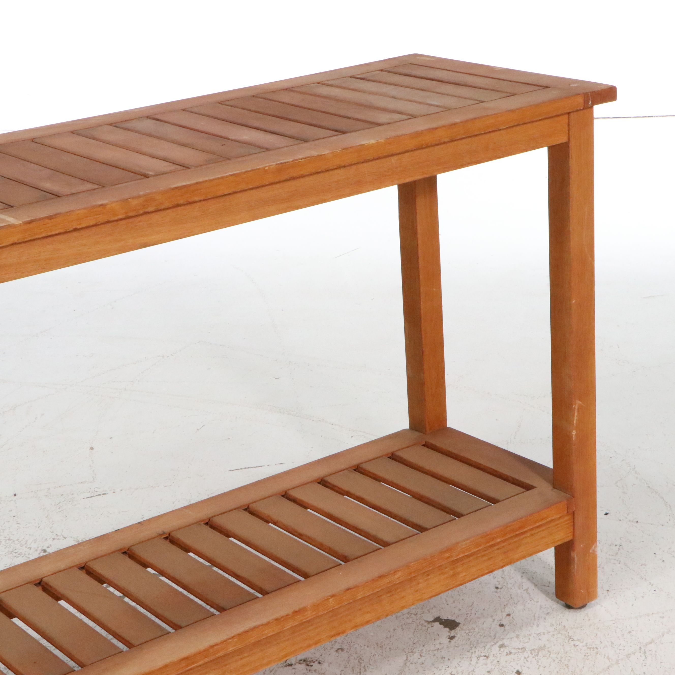Contemporary Slatted Teak Console Table, 21st Century