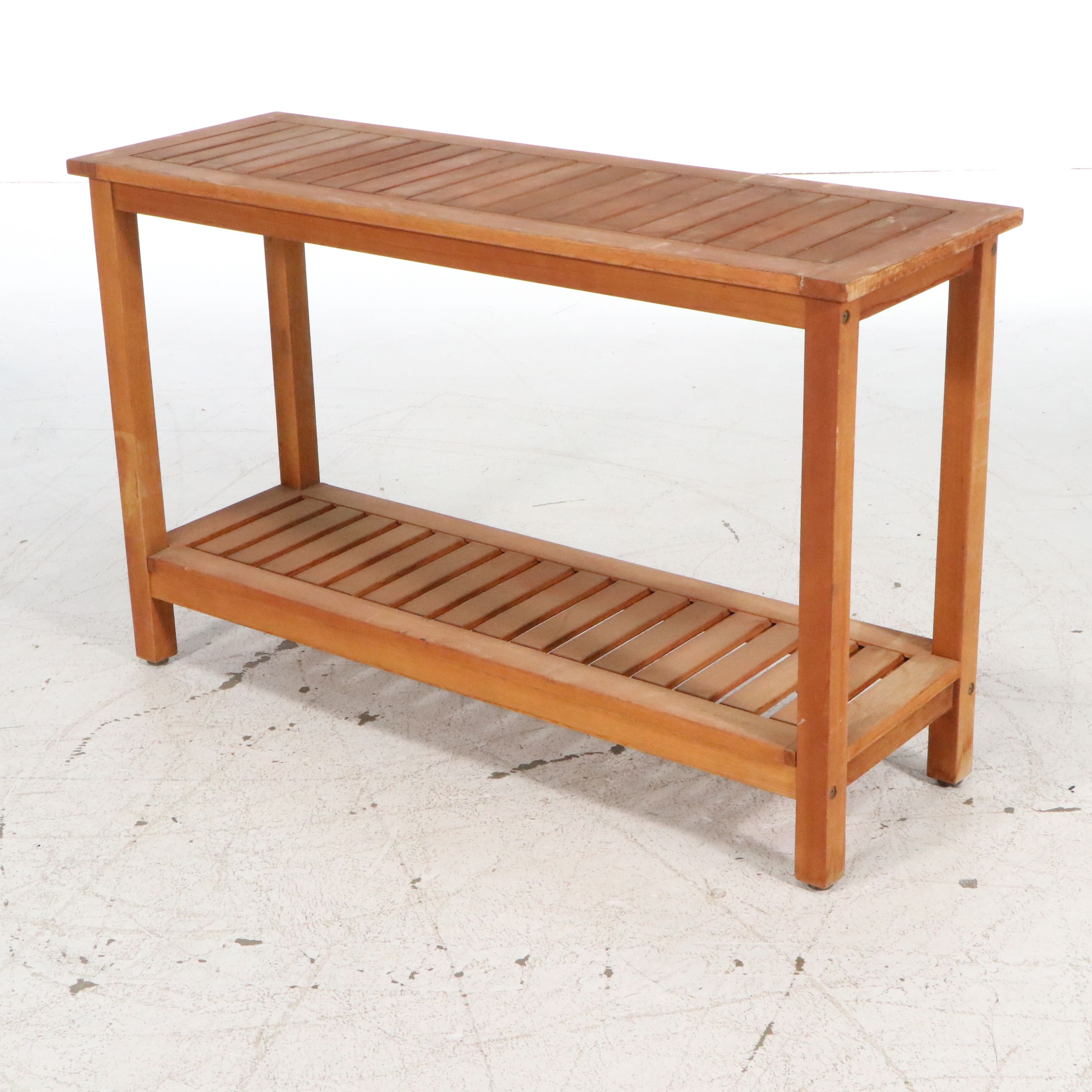 Contemporary Slatted Teak Console Table, 21st Century