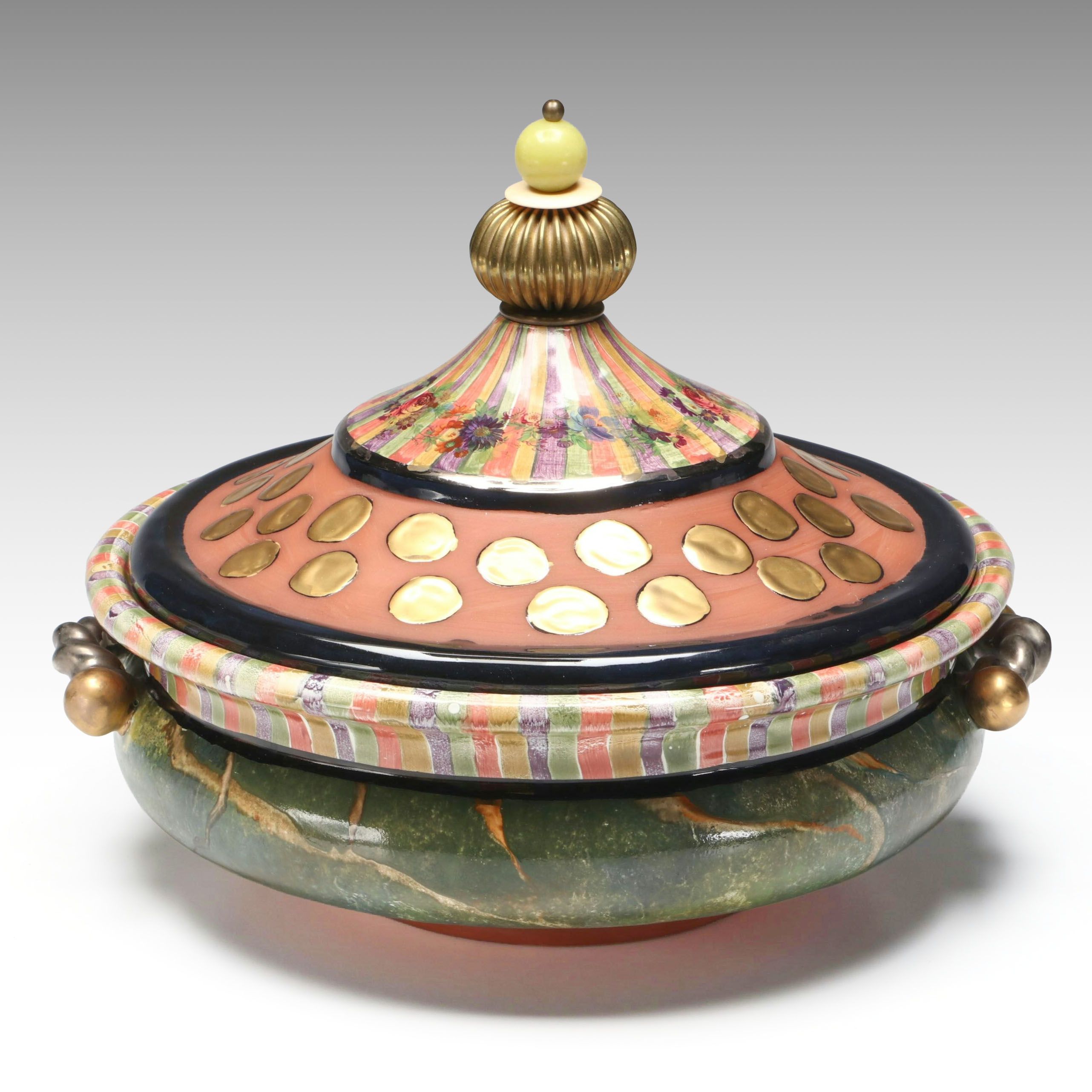 MacKenzie-Childs "Torquay Frank Mustard" Lidded Tureen
