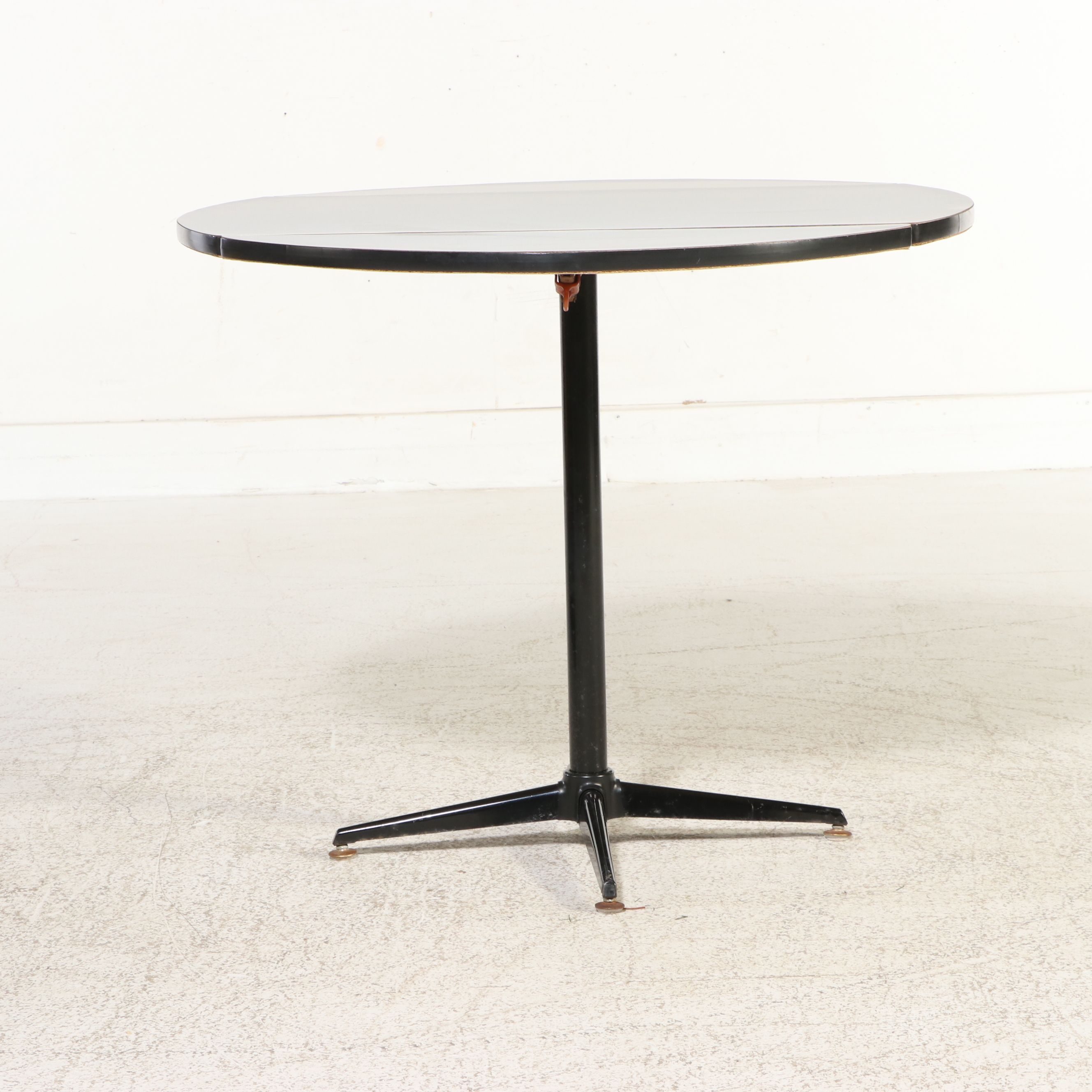 Mid Century Modern White Formica X-Base Drop-Leaf Table, 1960s