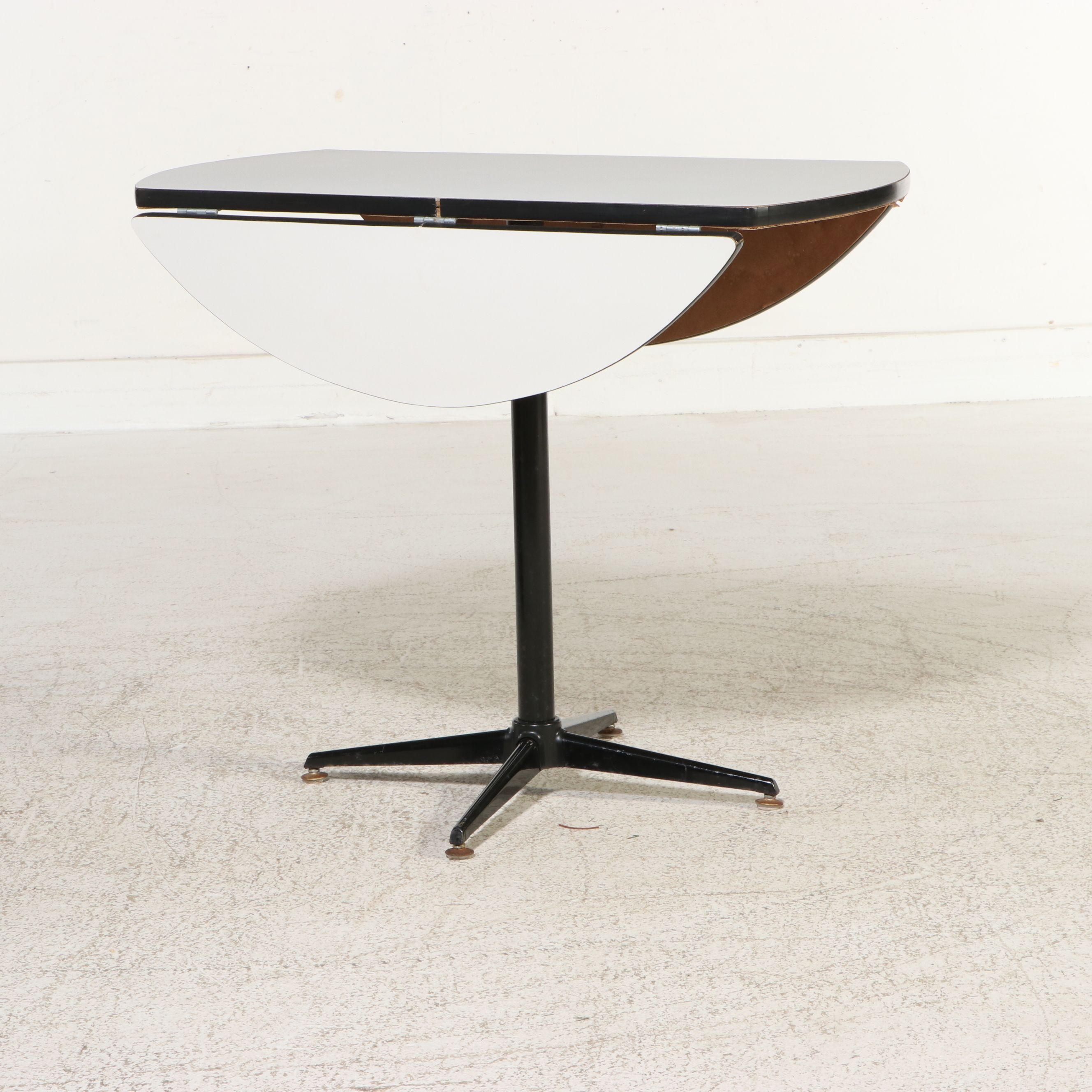 Mid Century Modern White Formica X-Base Drop-Leaf Table, 1960s