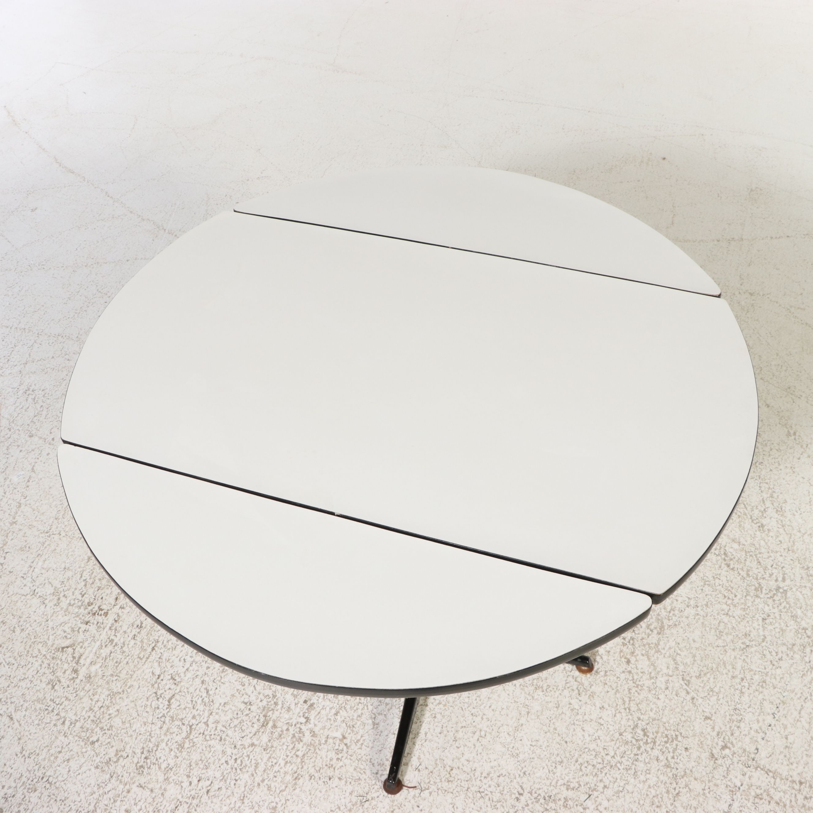 Mid Century Modern White Formica X-Base Drop-Leaf Table, 1960s