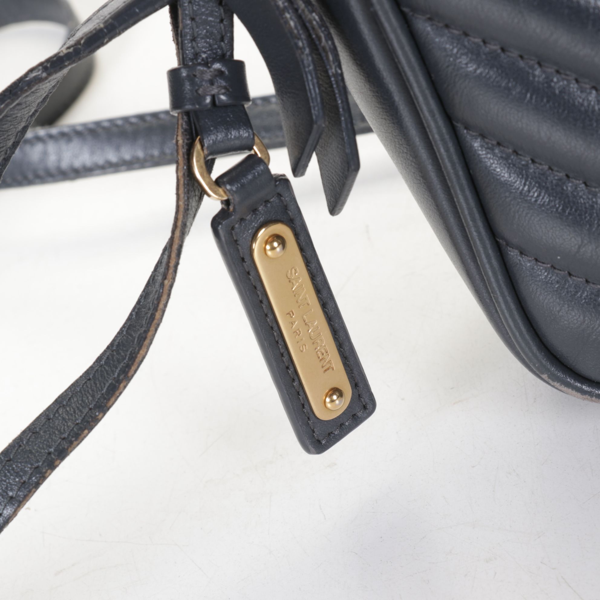 Yves Saint Laurent Lou Camera Bag in Black Matelassé Chevron Leather