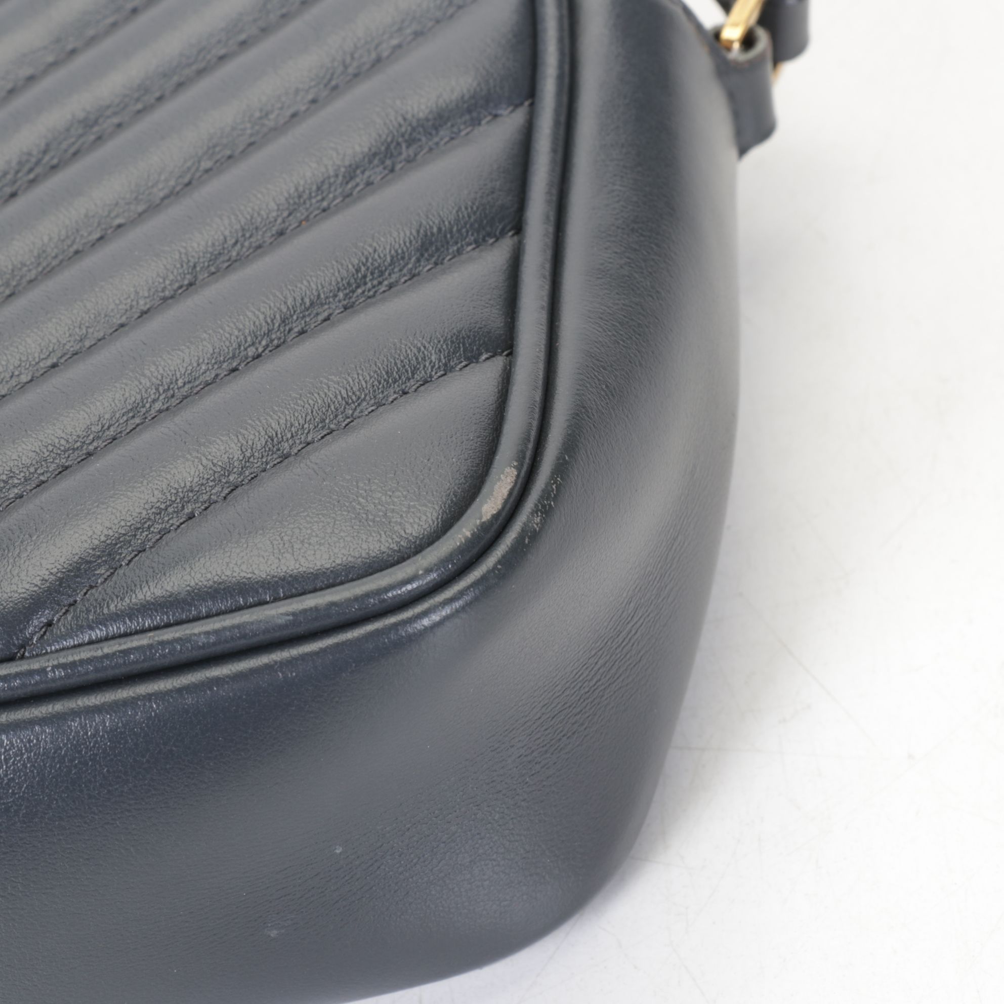 Yves Saint Laurent Lou Camera Bag in Black Matelassé Chevron Leather