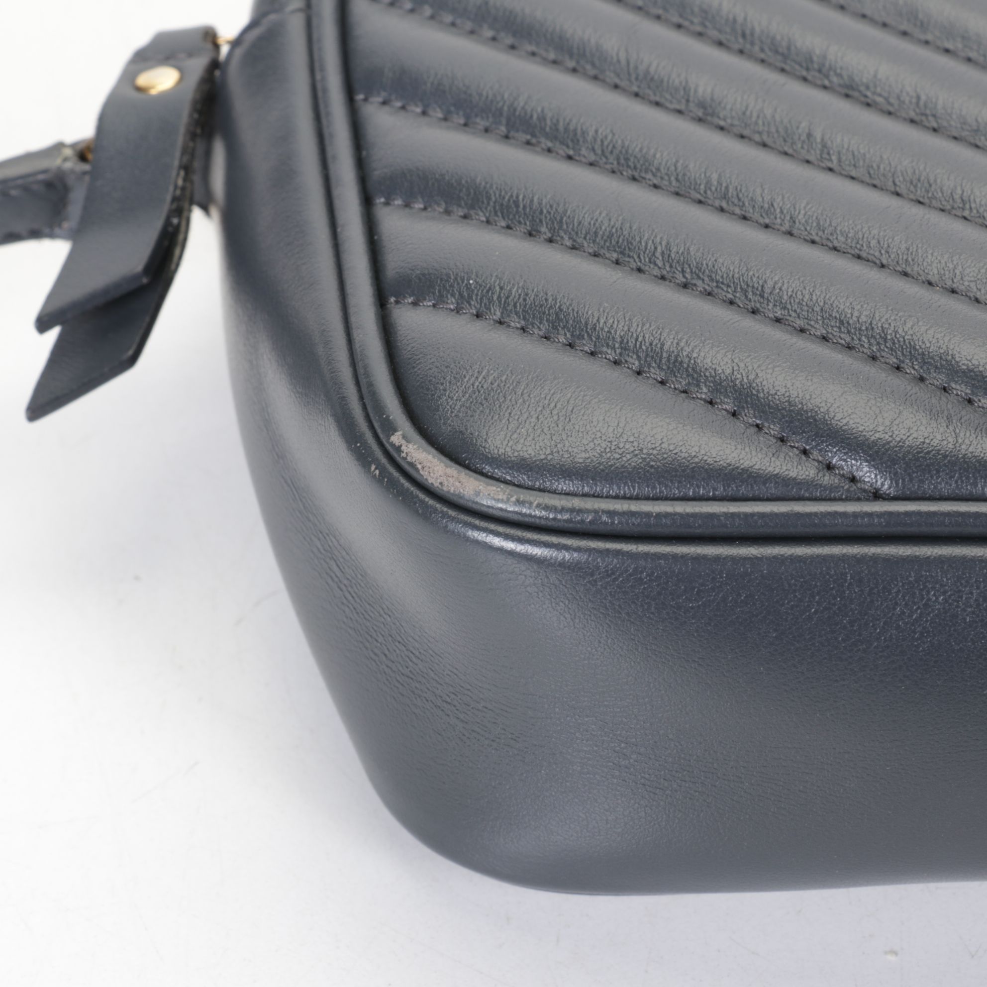 Yves Saint Laurent Lou Camera Bag in Black Matelassé Chevron Leather
