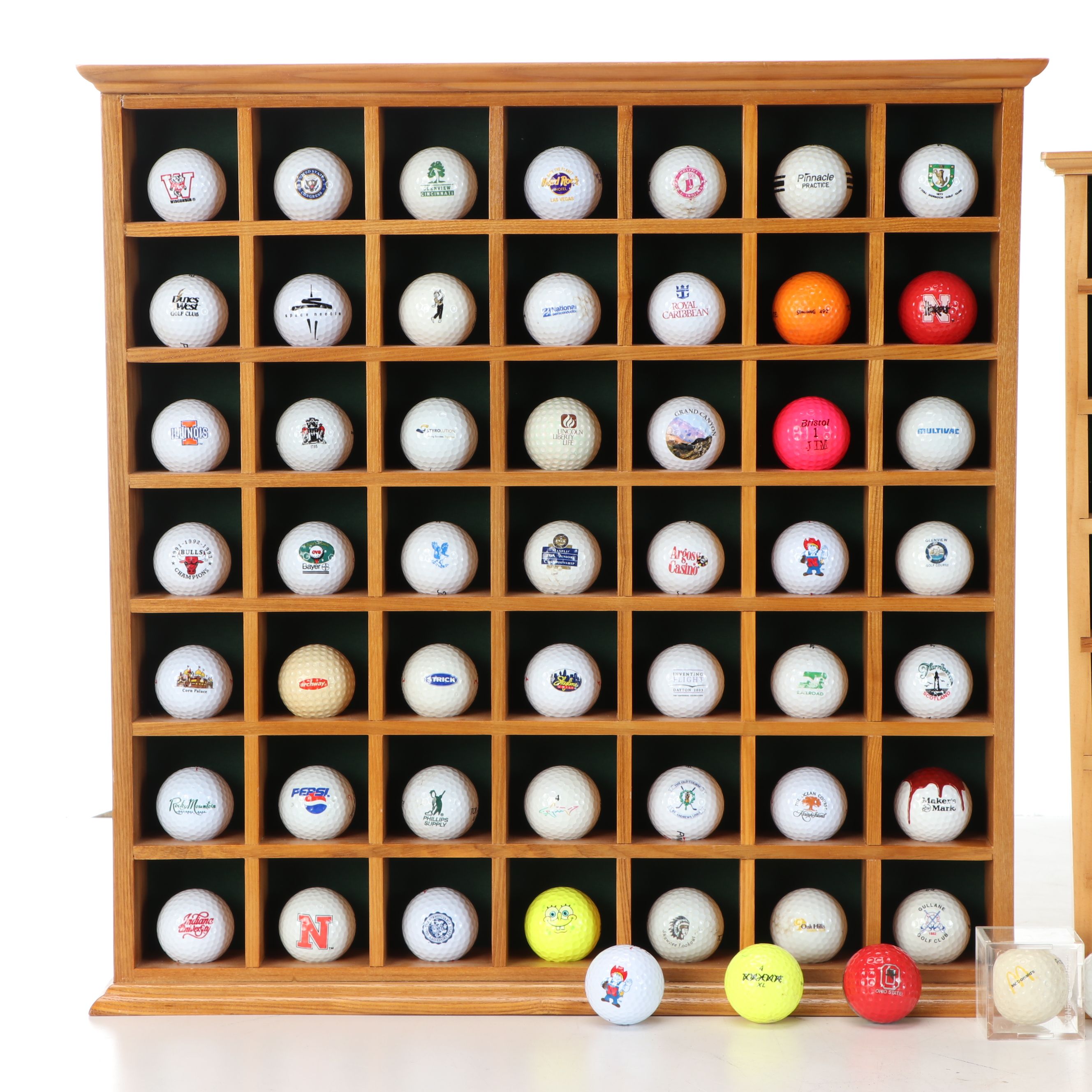 Handmade Golf Ball Display Shelves with Logo and Signed Golf Balls