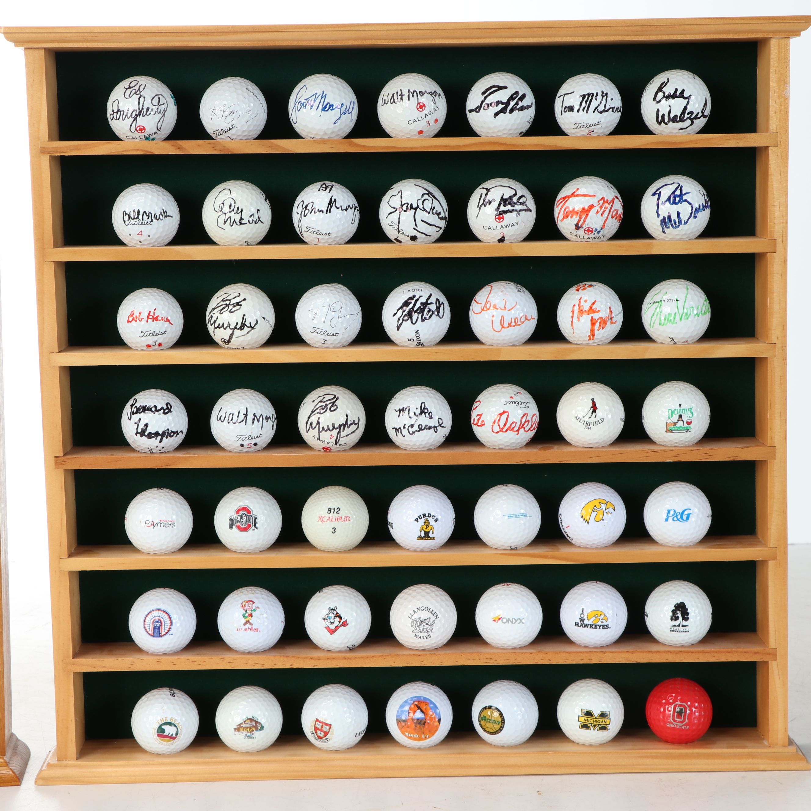 Handmade Golf Ball Display Shelves with Logo and Signed Golf Balls